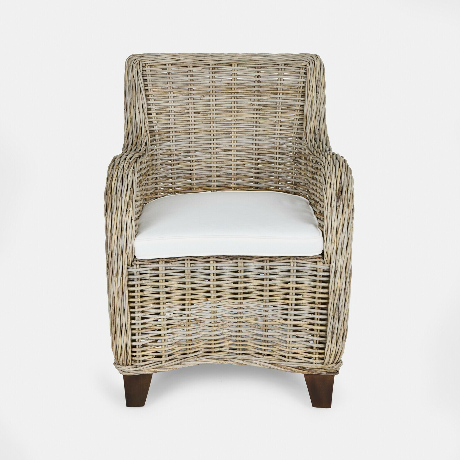 Stuhl Penrosse Wikinger-Sessel in Naturfarbe mit weissem Sitzkissen, ideal für Wohnzimmer und Garten