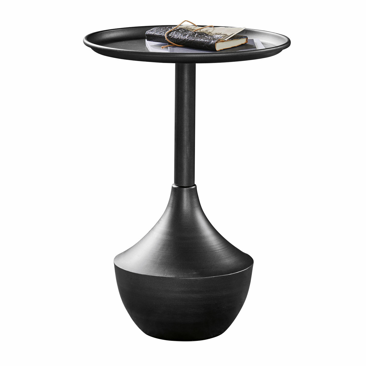 Moderner schwarzer Metall-Beistelltisch mit glatter Oberfläche, ideal fürs Wohnzimmer