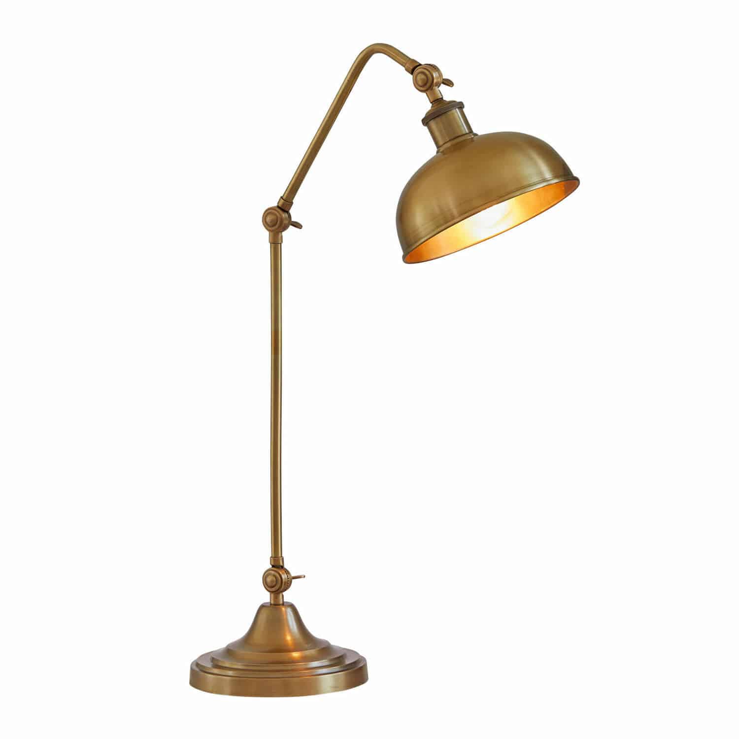 Tischlampe Delacroille Verstellbare Tischlampe aus Metall in Messingfarbe, ideal für Schreibtischbeleuchtung im Vintage-Stil