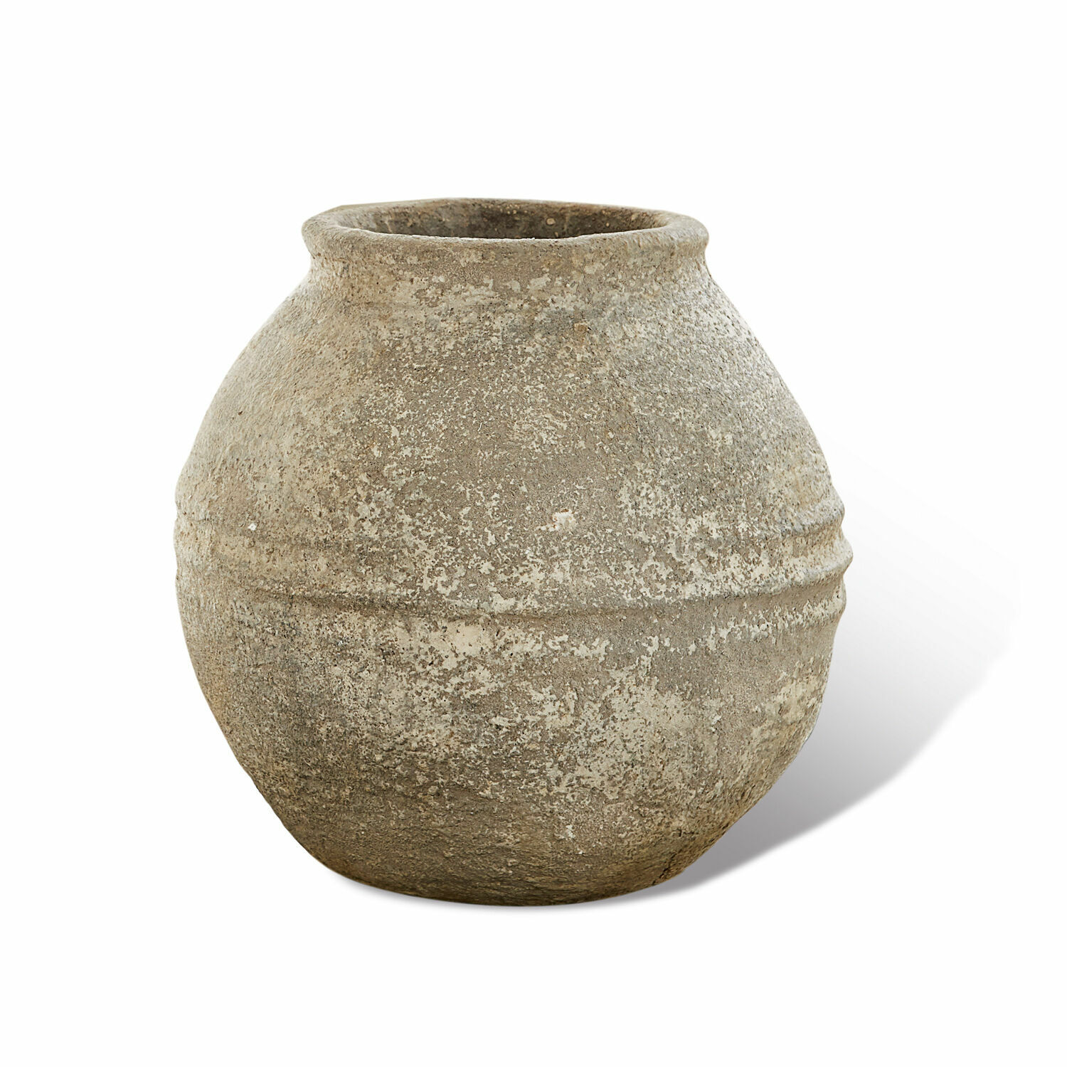Deko-Vase Singnesse Runde Vase aus roher grauer Keramik mit rustikalem Look für Wohnraumdekoration
