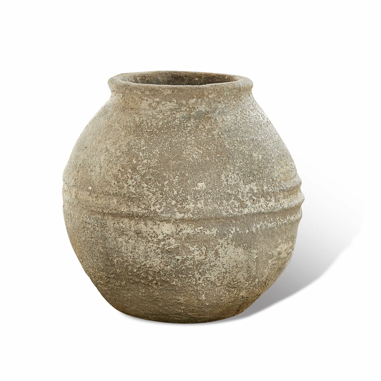 Deko-Vase Singnesse Runde Vase aus roher grauer Keramik mit rustikalem Look für Wohnraumdekoration