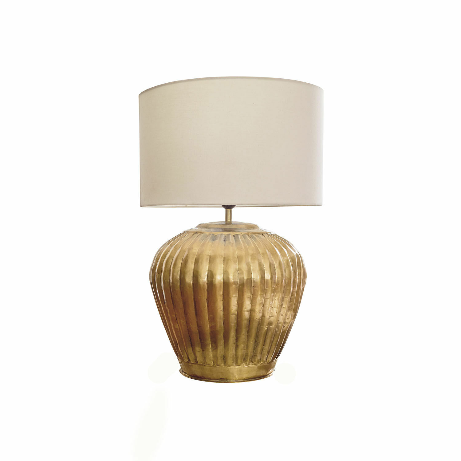 Tischlampe Fauville Tischlampe aus Messing mit cremefarbenem Lampenschirm, dekorative Lampe für Wohnzimmer oder Schlafzimmer.