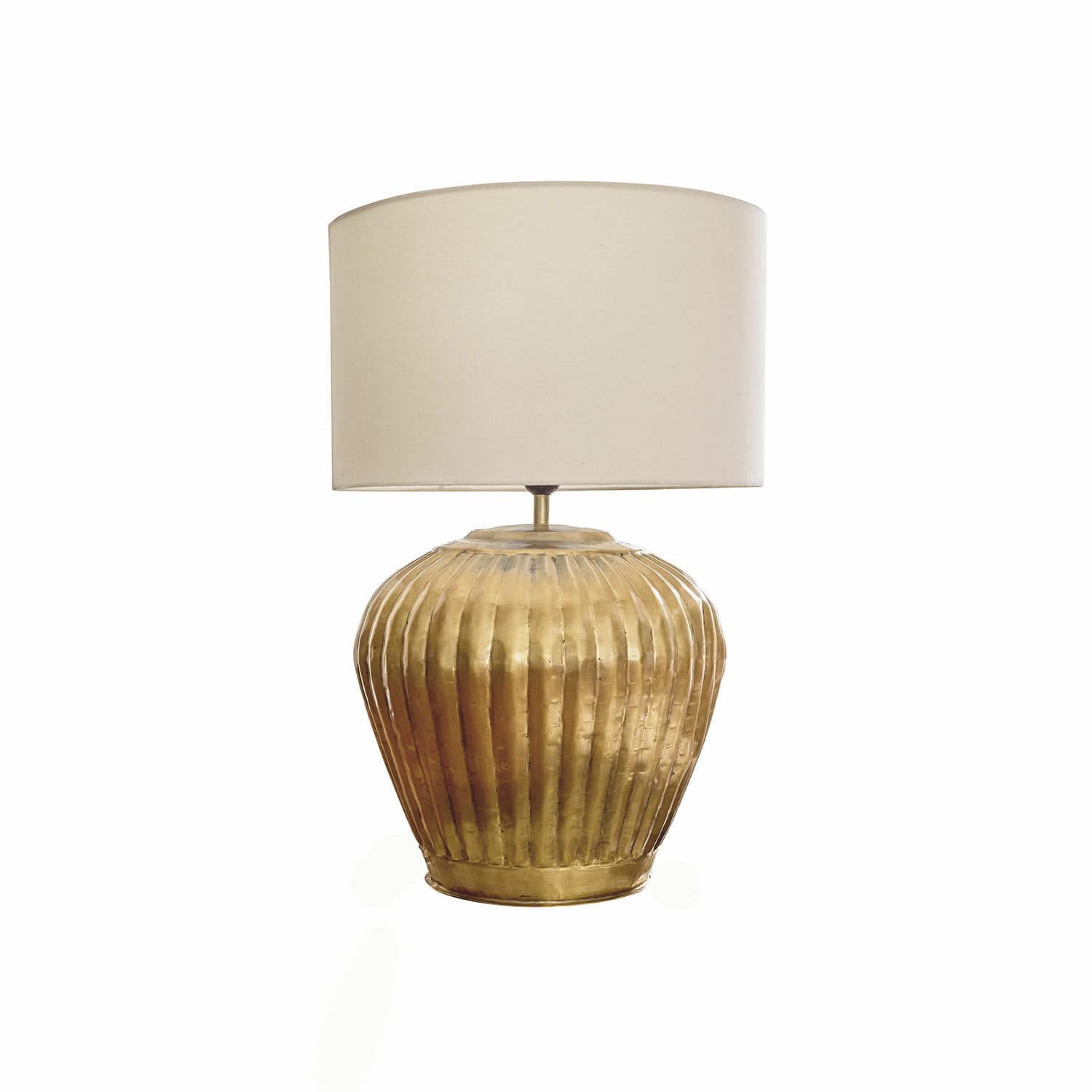 Tischlampe Fauville Tischlampe aus Messing mit cremefarbenem Lampenschirm, dekorative Lampe für Wohnzimmer oder Schlafzimmer.
