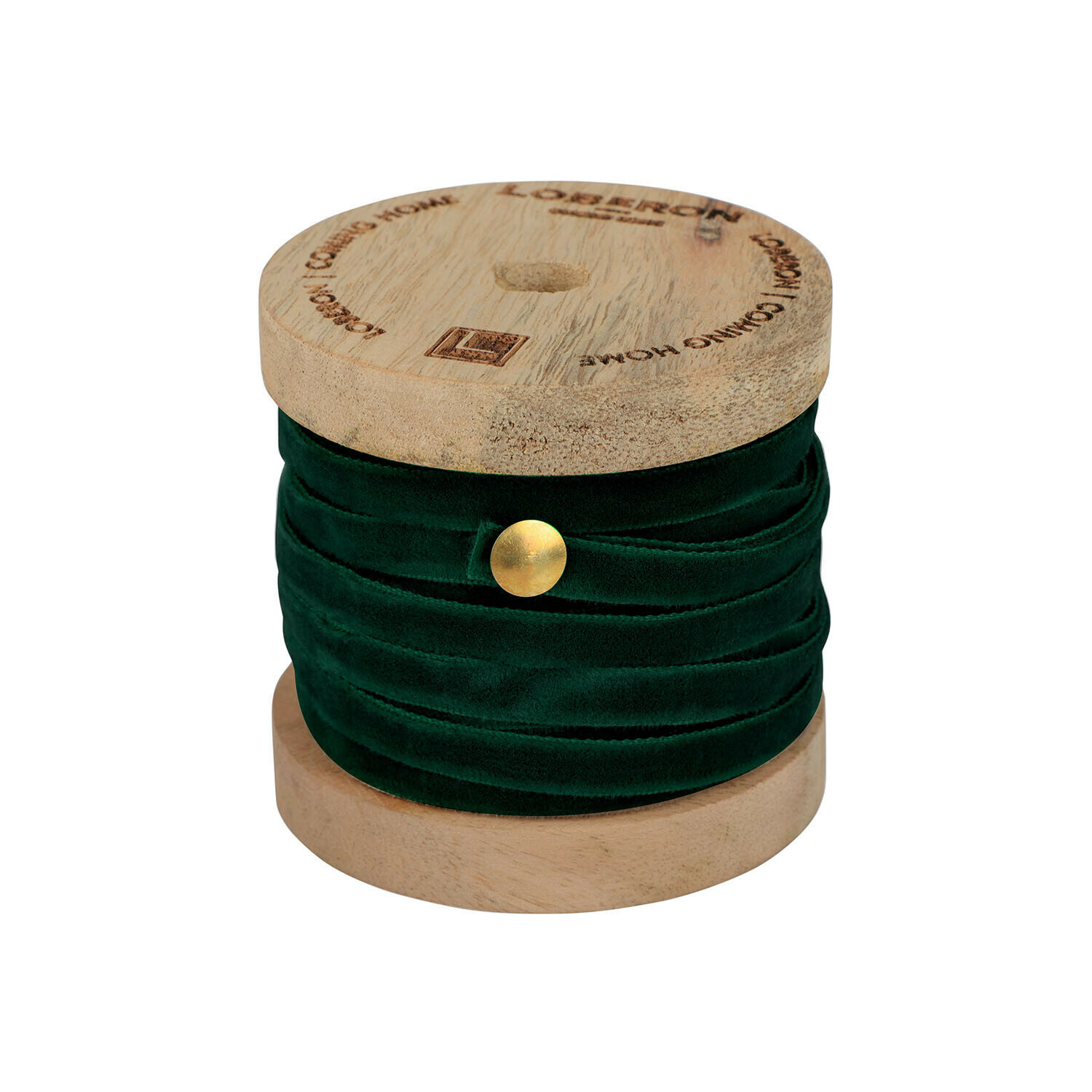 dunkelgrün Dunkelgrünes Samtband Olessa auf Holzspule, dekoratives Band für Basteln und Geschenke