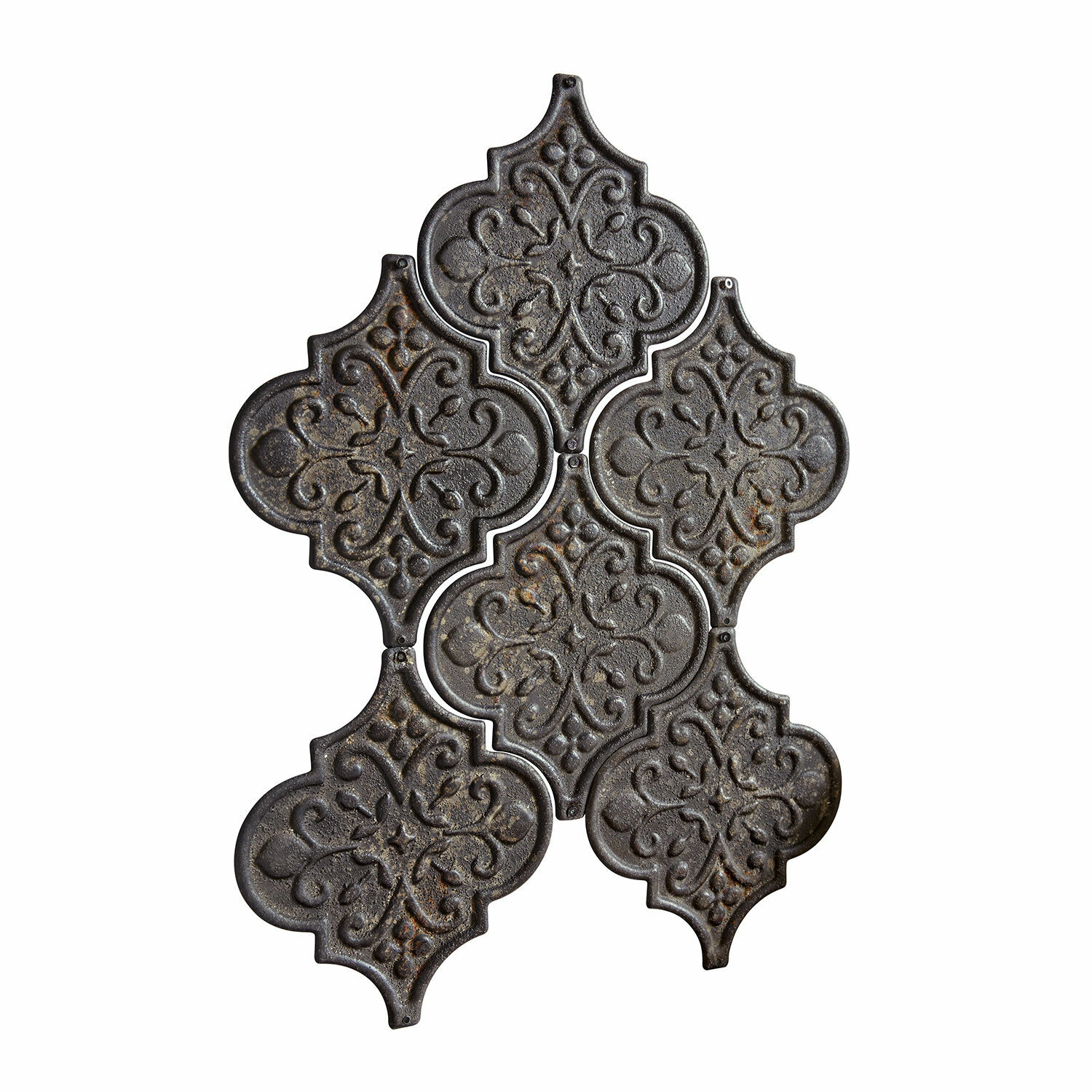 antikschwarz 6-teiliges Wandornament-Set Halira aus antikschwarzem Metall mit dekorativem Muster