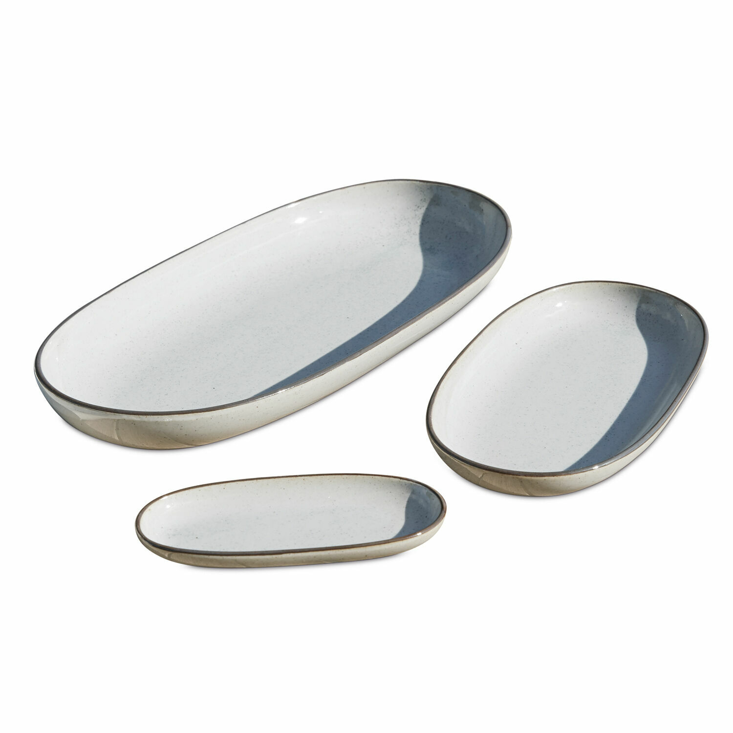 grau 3-teiliges Servierplatten-Set Biarritz aus grauer Keramik mit modernem Design