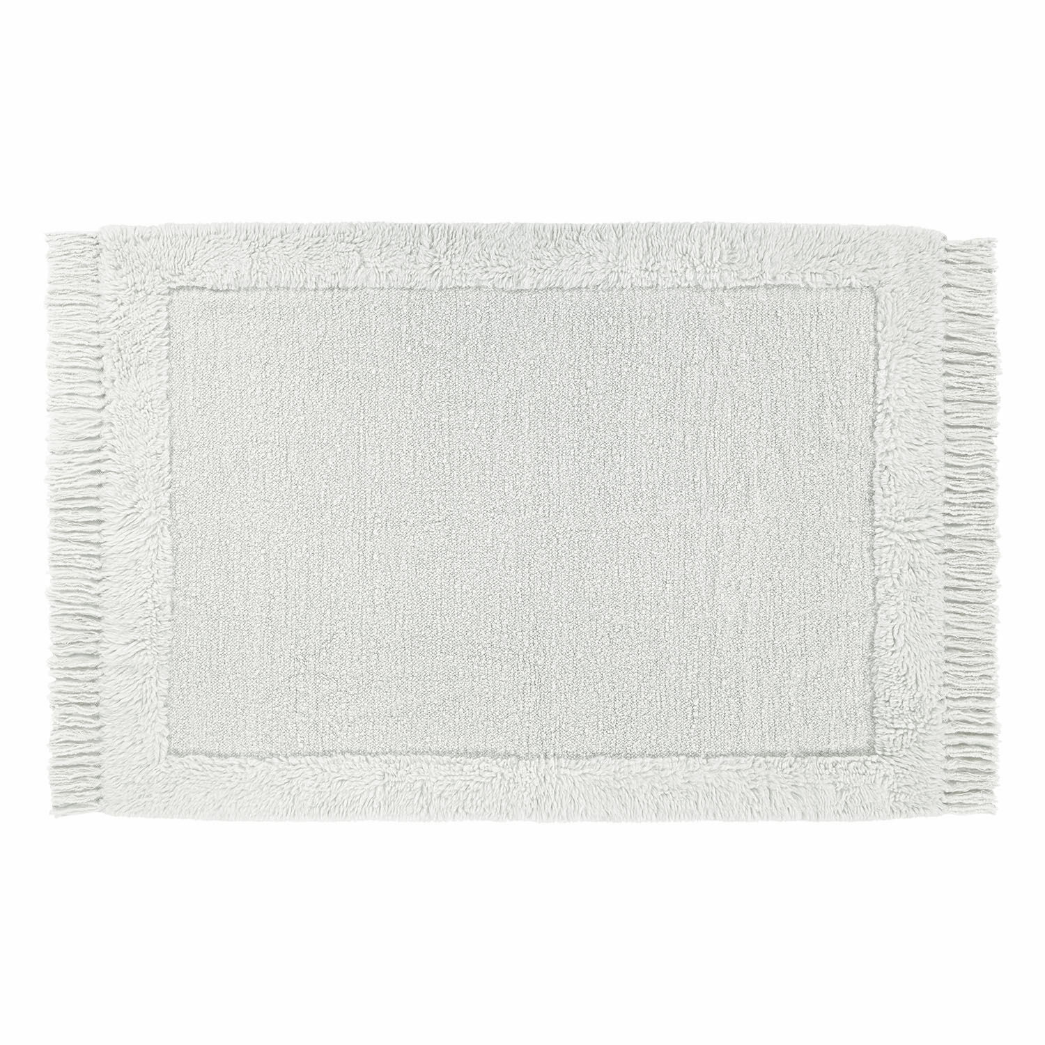 Teppich Celendril Weisser Baumwoll-Badteppich mit Fransen, weich und saugfähig, ideal fürs Badezimmer