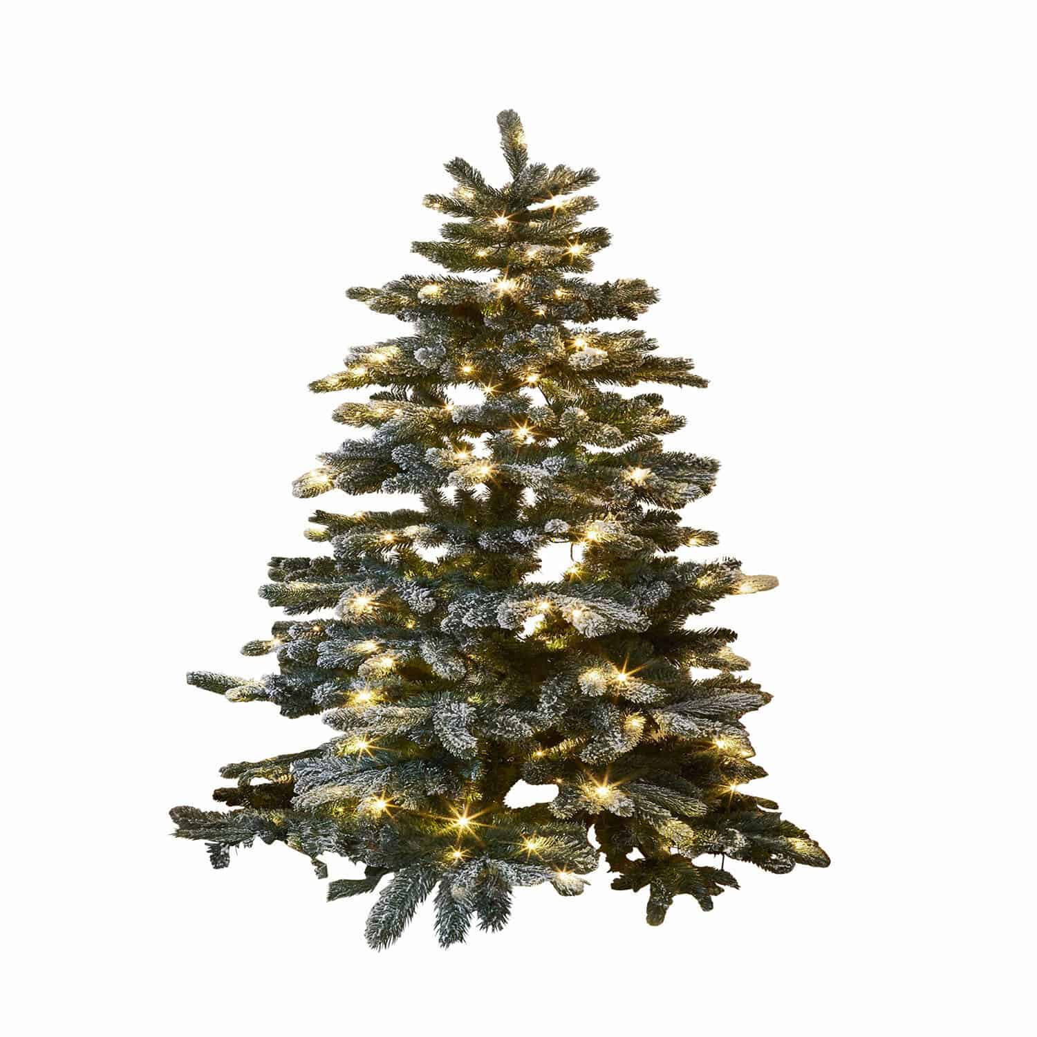 Weihnachtsbaum Mannier Künstlicher Weihnachtsbaum mit schneebedeckten Zweigen und warmen LED-Lichtern für festliche Dekoration