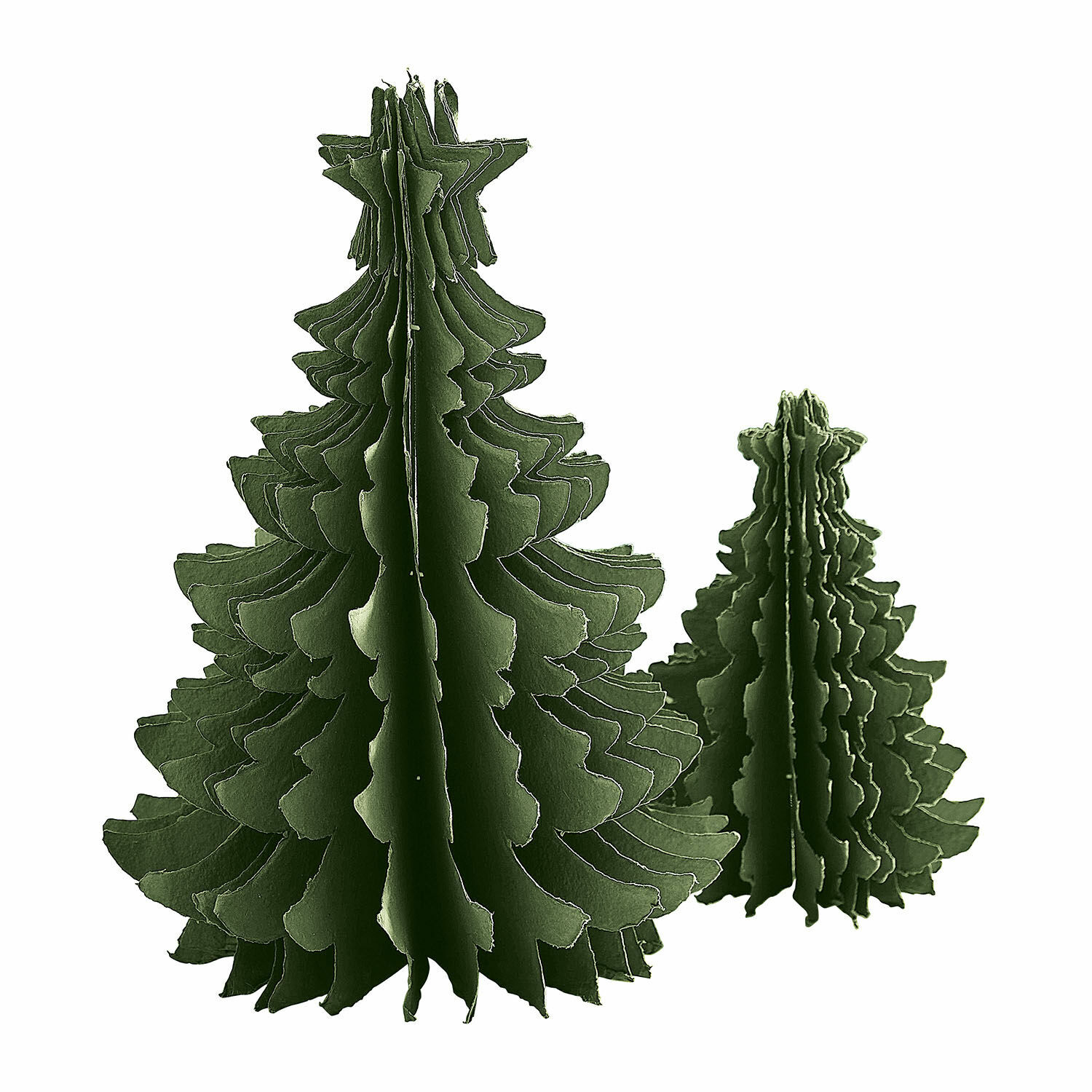 grün 2er-Set dekorative Tannenbäume aus grünem Papier, festliche Weihnachtsdekoration