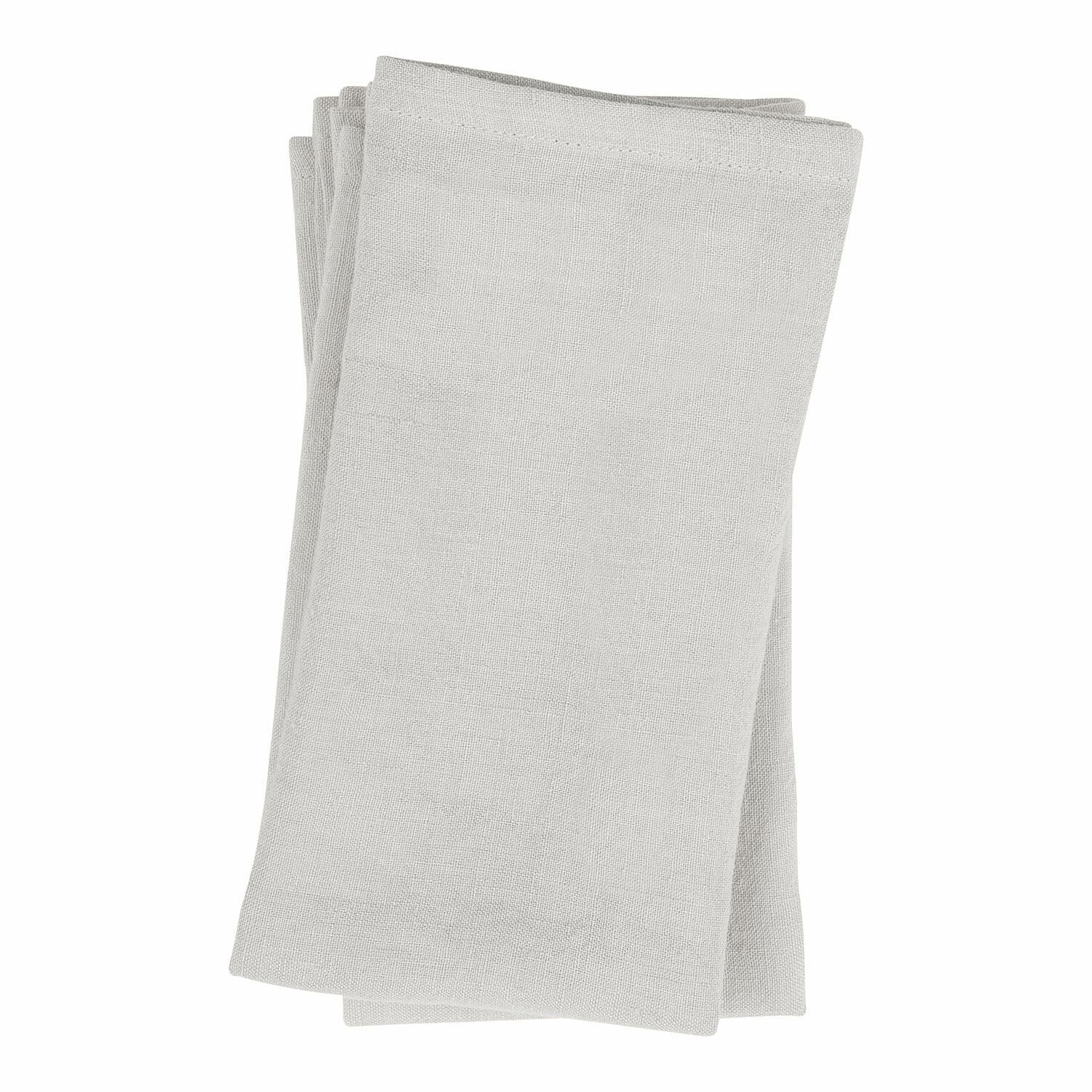 Serviette 4er Set Ghis Hellgrauer Leinentischläufer mit glatter Struktur, ideal für Tisch- und Wohnraumdekoration