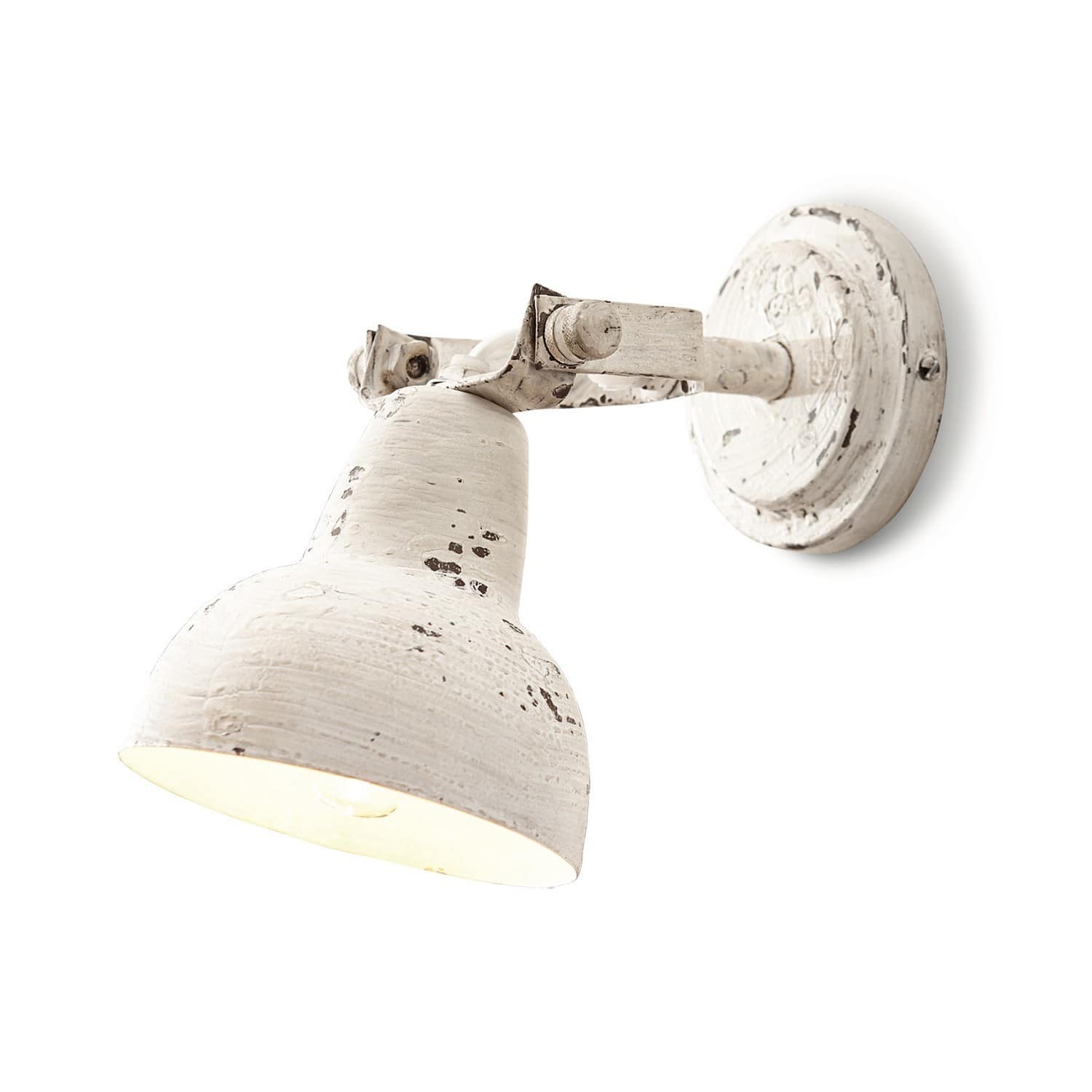 Wandlampe Rieke Metall-Wandleuchte im Vintage-Stil in weissem Used-Look für Wandbeleuchtung