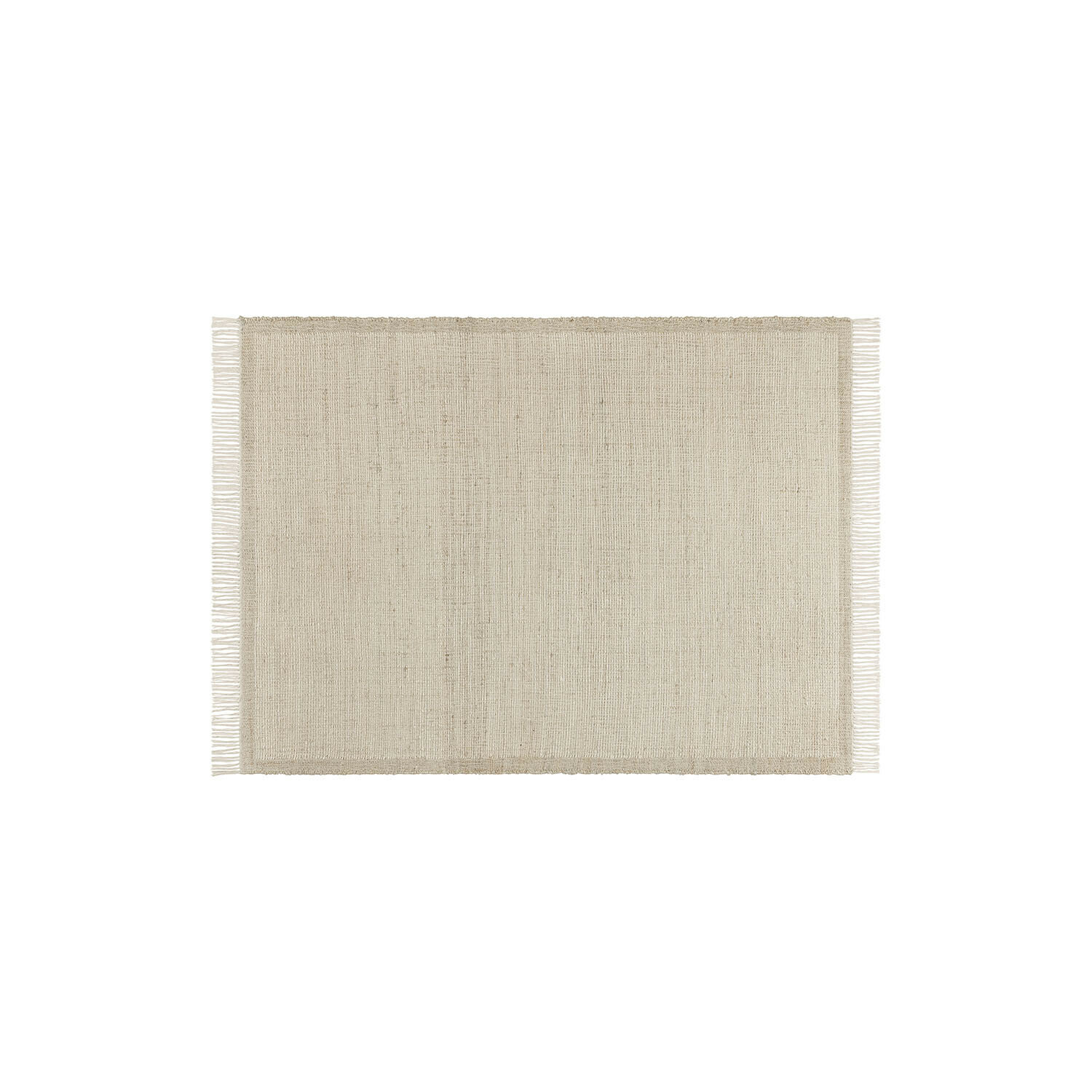 Teppich Placidia Beigefarbener rechteckiger Teppich aus Naturmaterial mit Fransen, ideal für Wohnzimmer oder Schlafzimmer