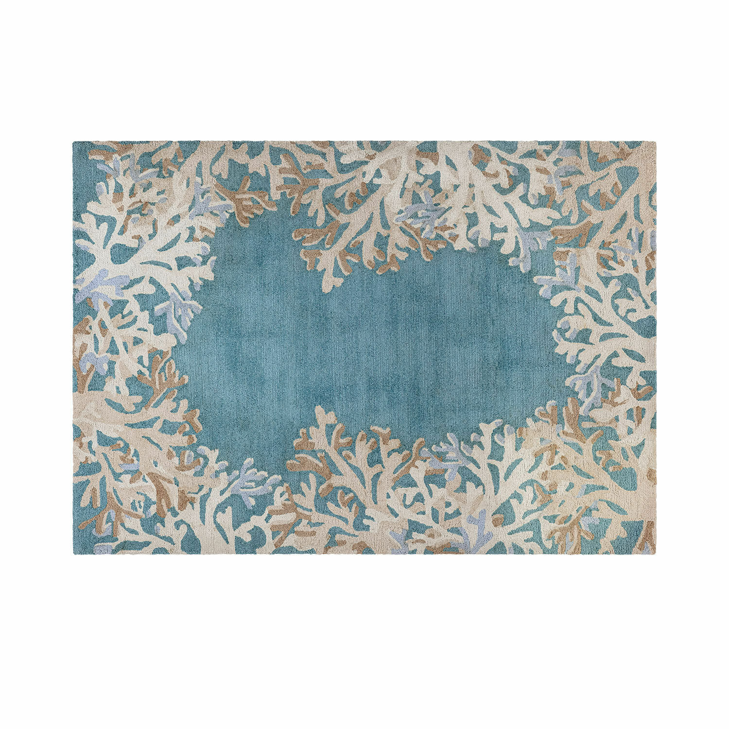 In- & Outdoorteppich Dorlancourt Teppich mit Korallenmuster in Beige und Blau, weiches Material, stilvolle Wohnraumdekoration