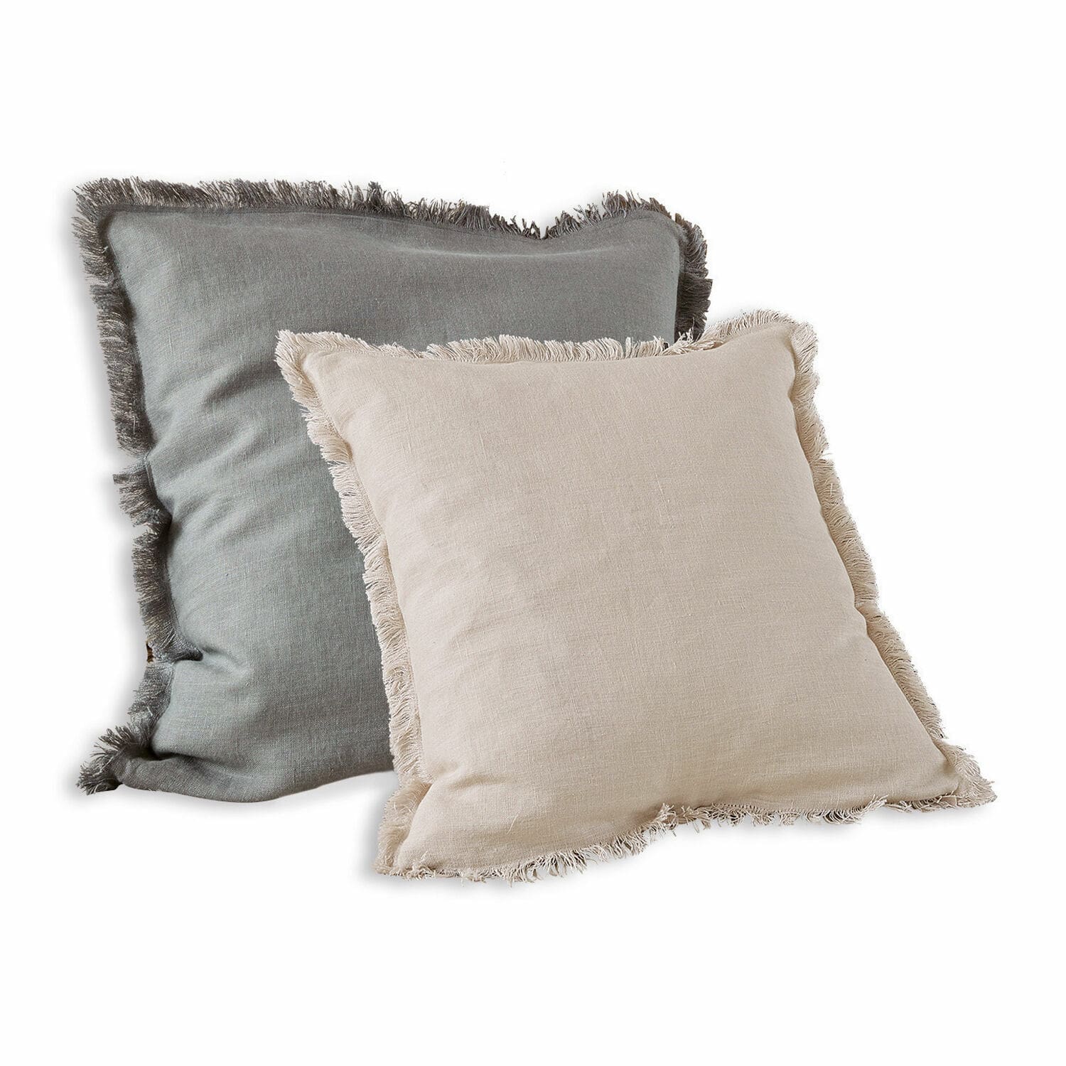 grau/beige 2er-Set Kissenhüllen Quebo aus Leinen in Grau und Beige für stilvolle Wohnraumdekoration