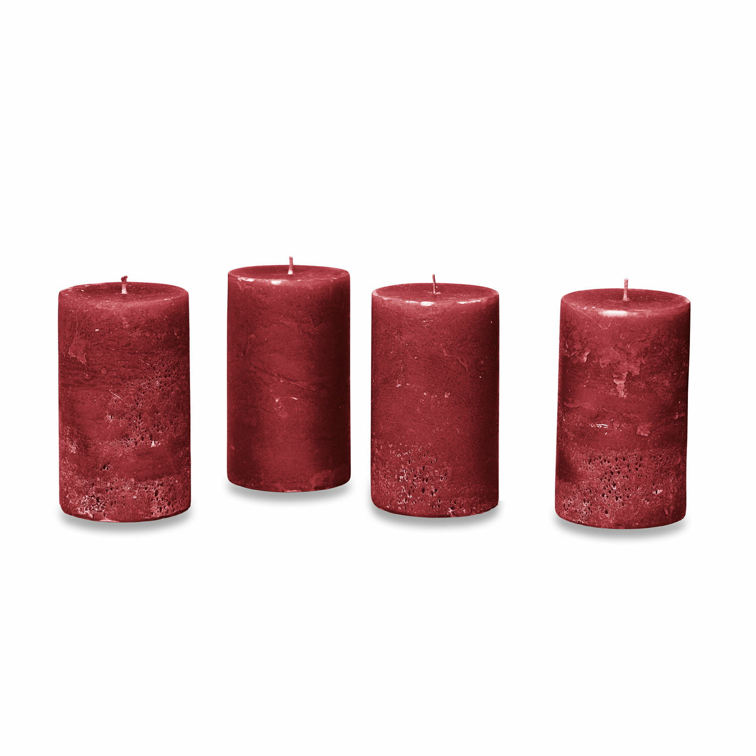 rot 4er-Set rote Braga-Kerzen aus Wachs, dekorative Wohnaccessoires, Deko-Kerzen