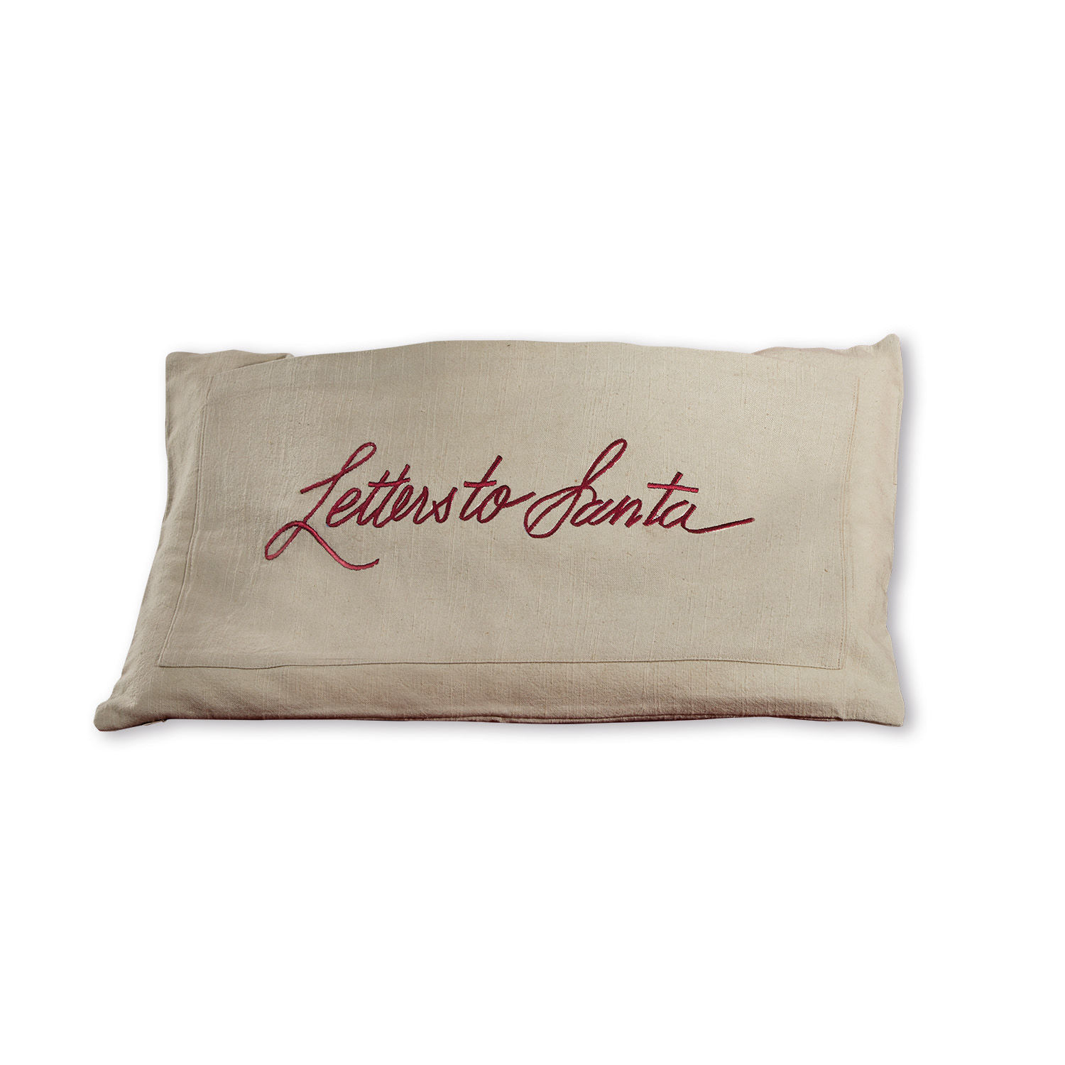 Kissenhülle Welenzas Beige Leinen-Kissenhülle mit rotem Schriftzug «Letters to Santa», weihnachtliche Dekoration