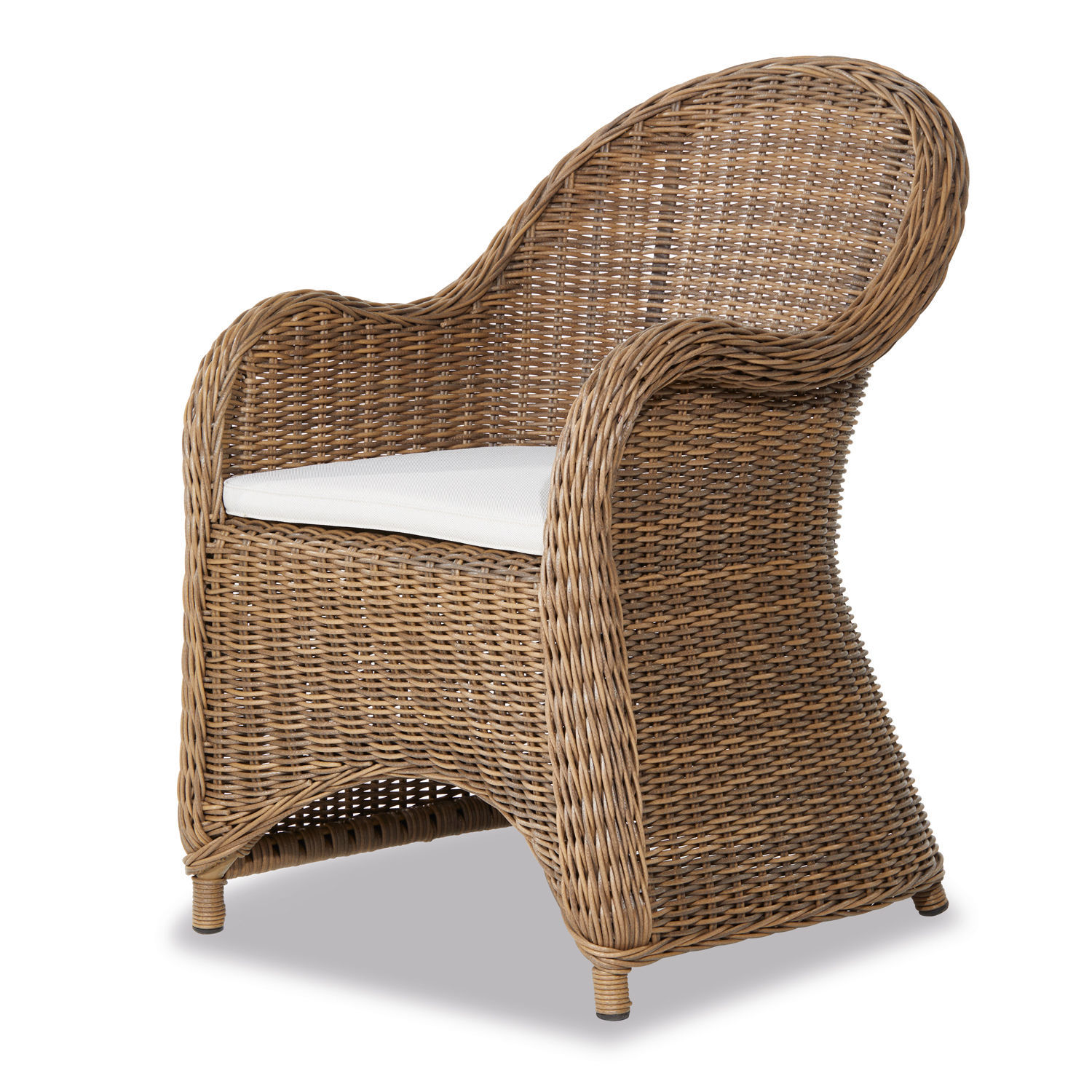 Sessel Kerun Rattansessel in Naturfarbe mit weissem Kissen, ideal für Garten und Wohnzimmer
