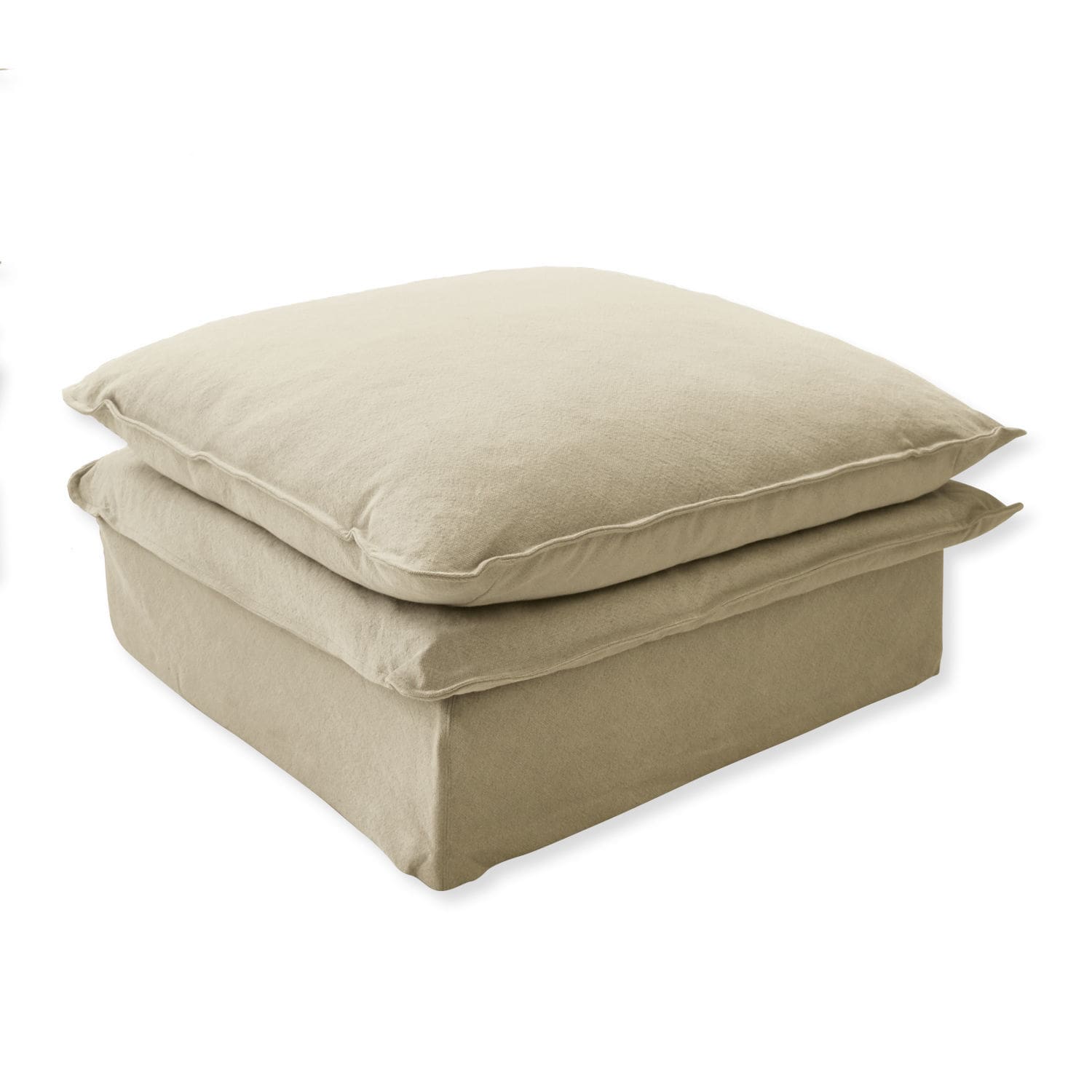 Beiger Hocker Curdis aus weichem Material, bequeme Sitzgelegenheit für das Wohnzimmer