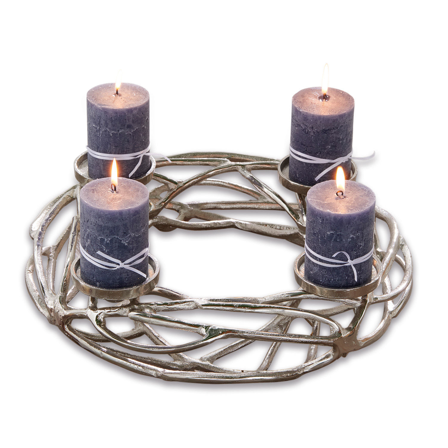 Kerzenkranz Coldfield Metall-Adventskranz mit vier violetten Kerzen für festliche Weihnachtsdekoration im Innenbereich