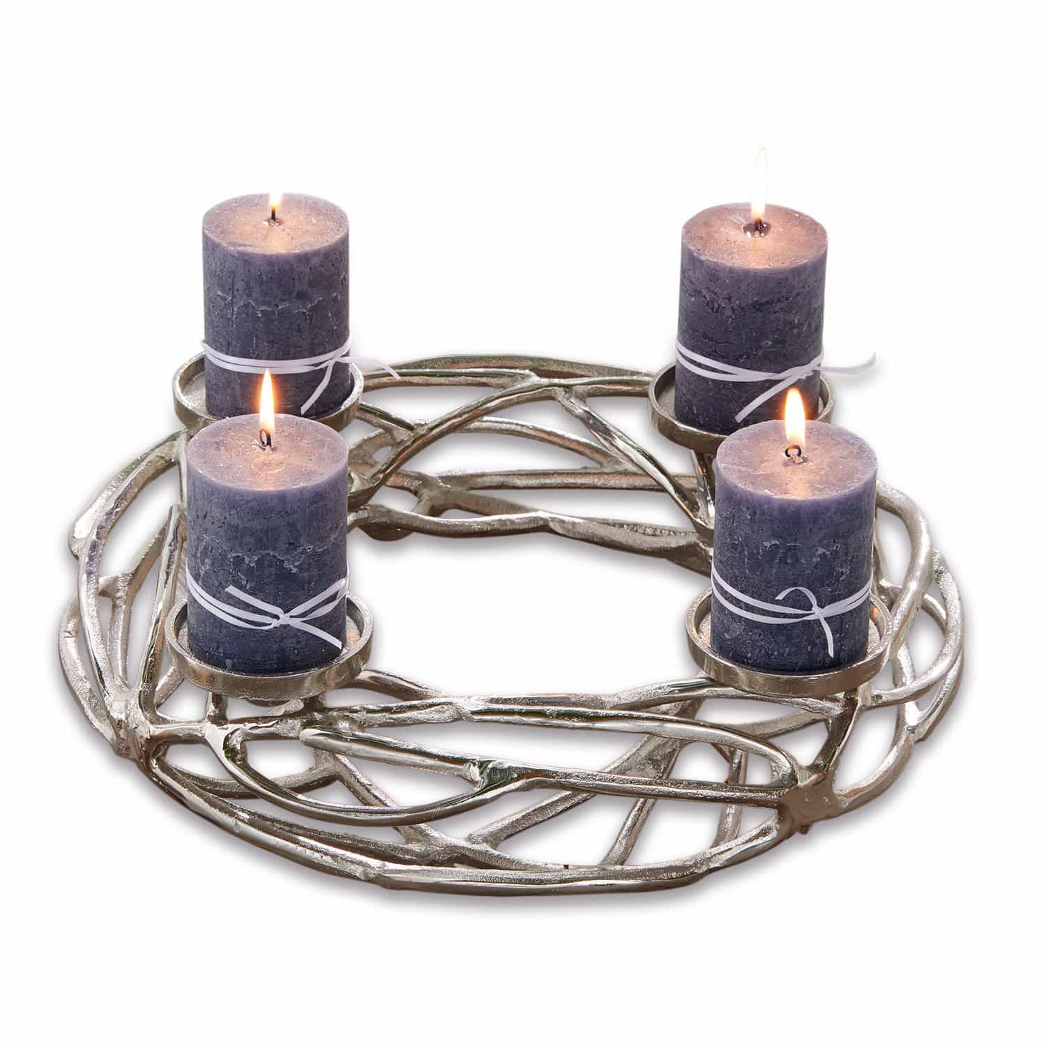Kerzenkranz Coldfield Metall-Adventskranz mit vier violetten Kerzen für festliche Weihnachtsdekoration im Innenbereich
