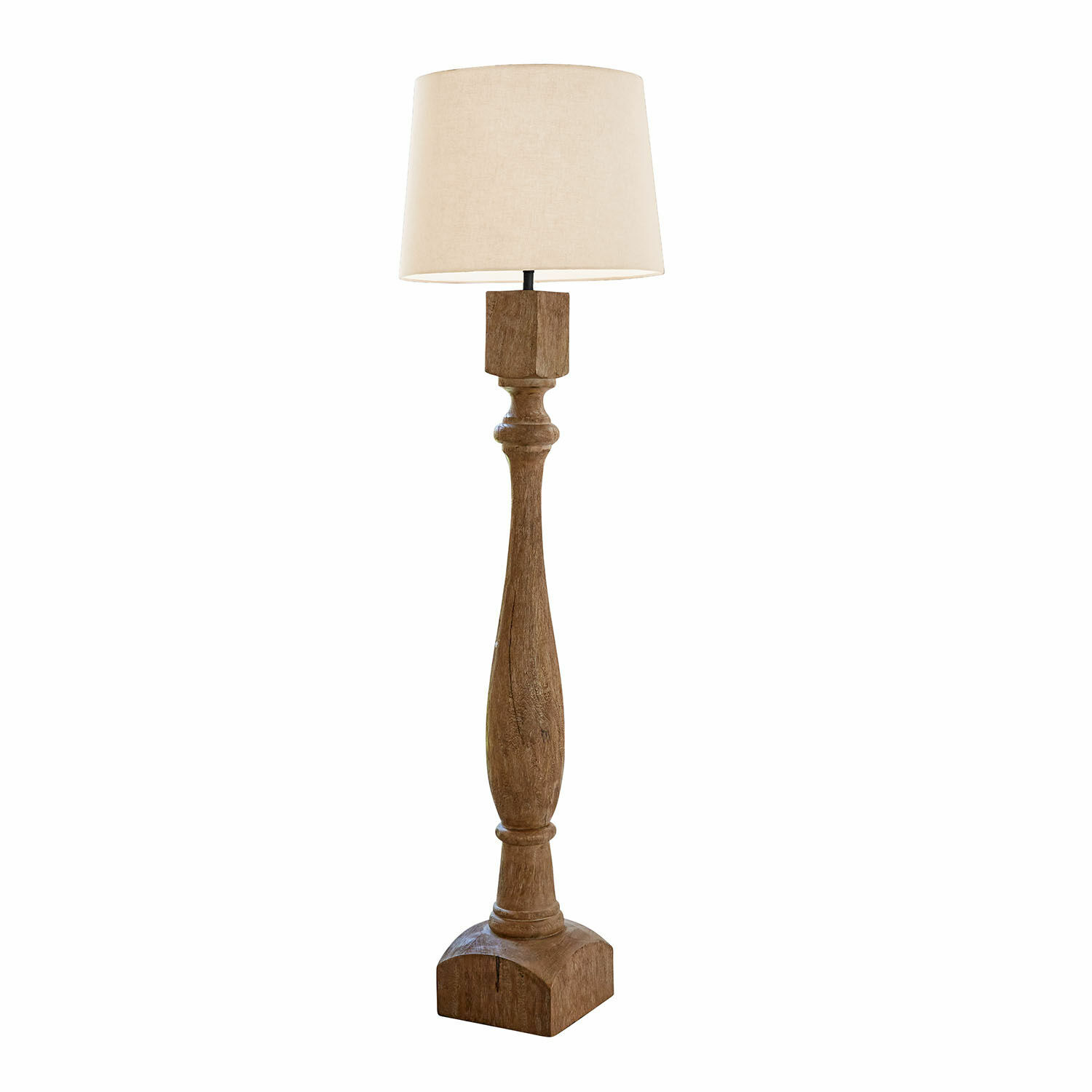 Stehlampe Fernisto Stehlampe aus Holz mit beigem Lampenschirm, geeignet für Wohnzimmer oder Schlafzimmer