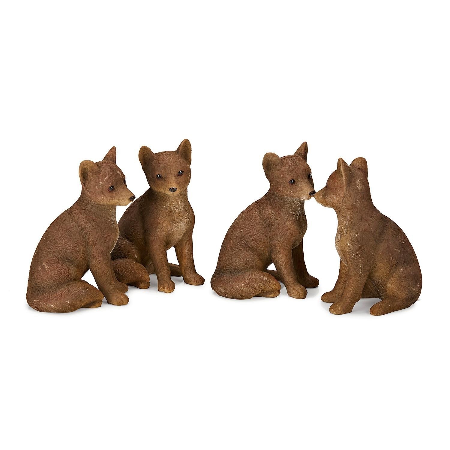 Fuchs 4er Set Survie Set aus vier braunen Welpenfiguren aus Kunststoff zur Wohnraumdekoration