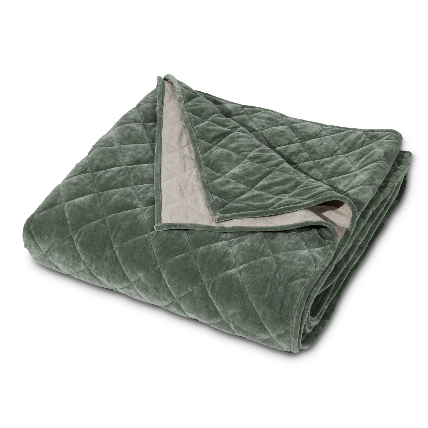 grün Gesteppte grüne Decke aus weichem Material, ideal für Wohnkomfort und Dekoration.