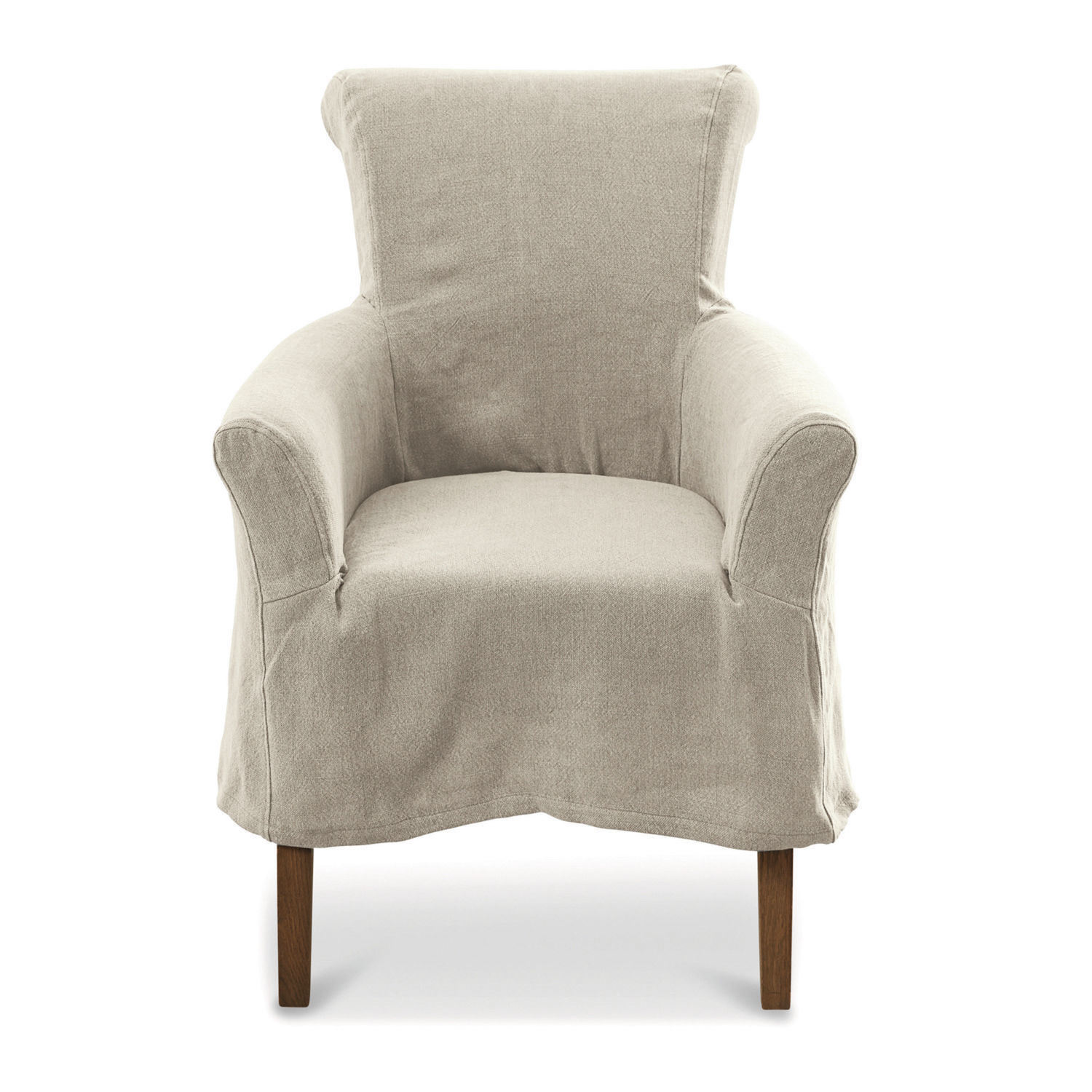 beige Beiger Amherst-Sessel aus Stoff mit Holzbeinen, bequemer Polstersessel für das Wohnzimmer