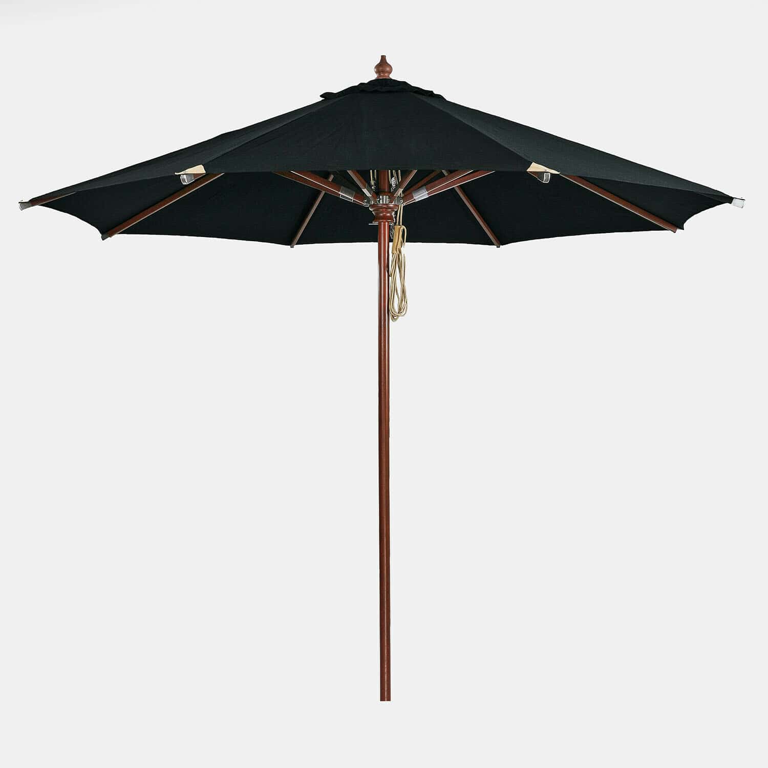 schwarz Schwarzer Gartenschirm Brent mit Holzstiel, optimaler Sonnenschutz für Terrasse und Garten