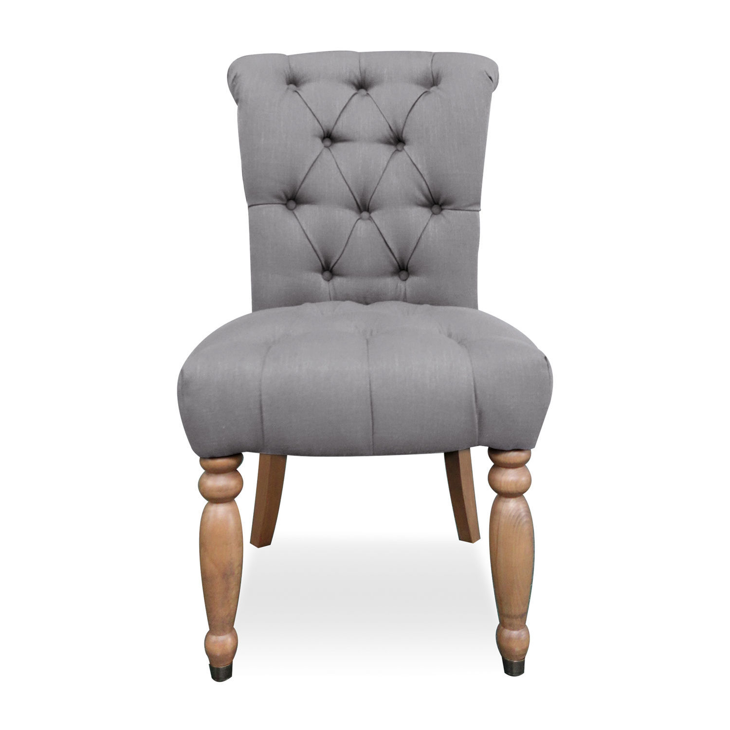 Grau gepolsterter Claville Stuhl mit Holzbeinen, eleganter Sitz für Wohnzimmer und Esszimmer