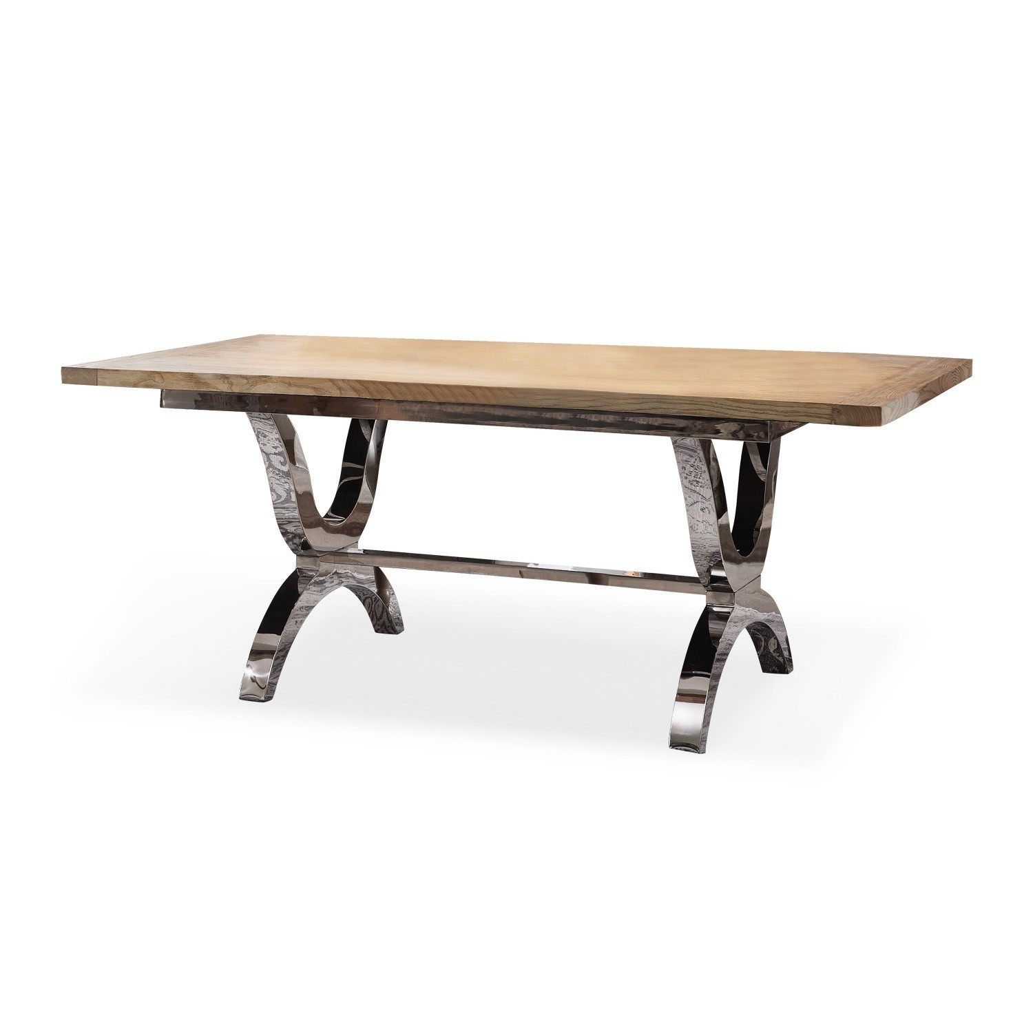 Tisch Grover Esstisch aus hellem Holz mit glänzenden Metallbeinen im modernen Design für das Esszimmer
