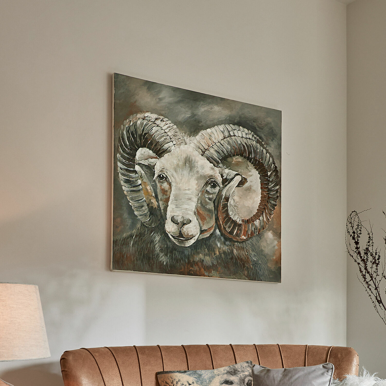 Bild Nahant Wandbild mit Widder-Motiv in Grau- und Brauntönen zur Wohnraumdekoration