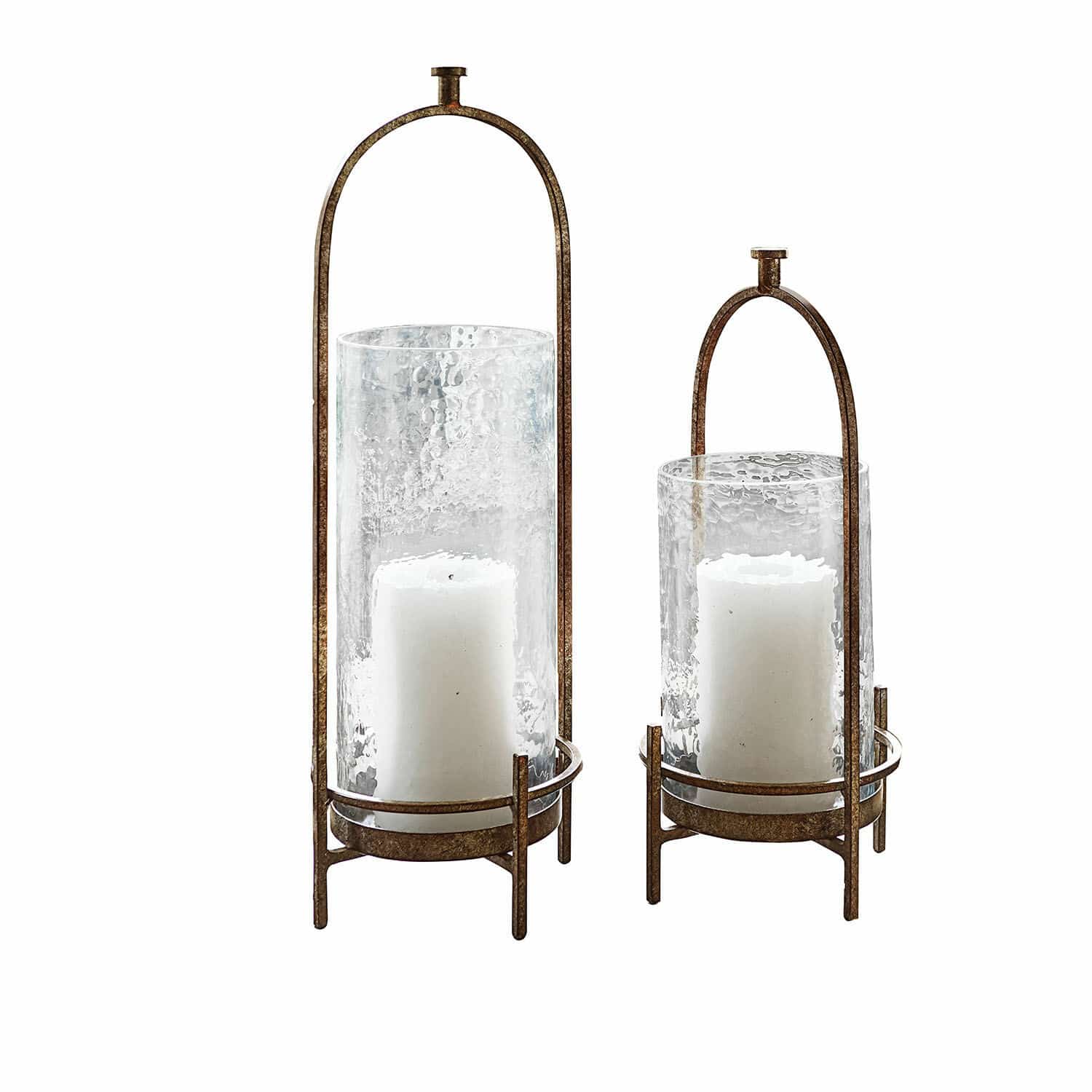 Windlicht 2er Set Aquivar Set aus zwei Laternen aus Metall und Glas mit weissen Kerzen, Dekoration für Innen und Aussen