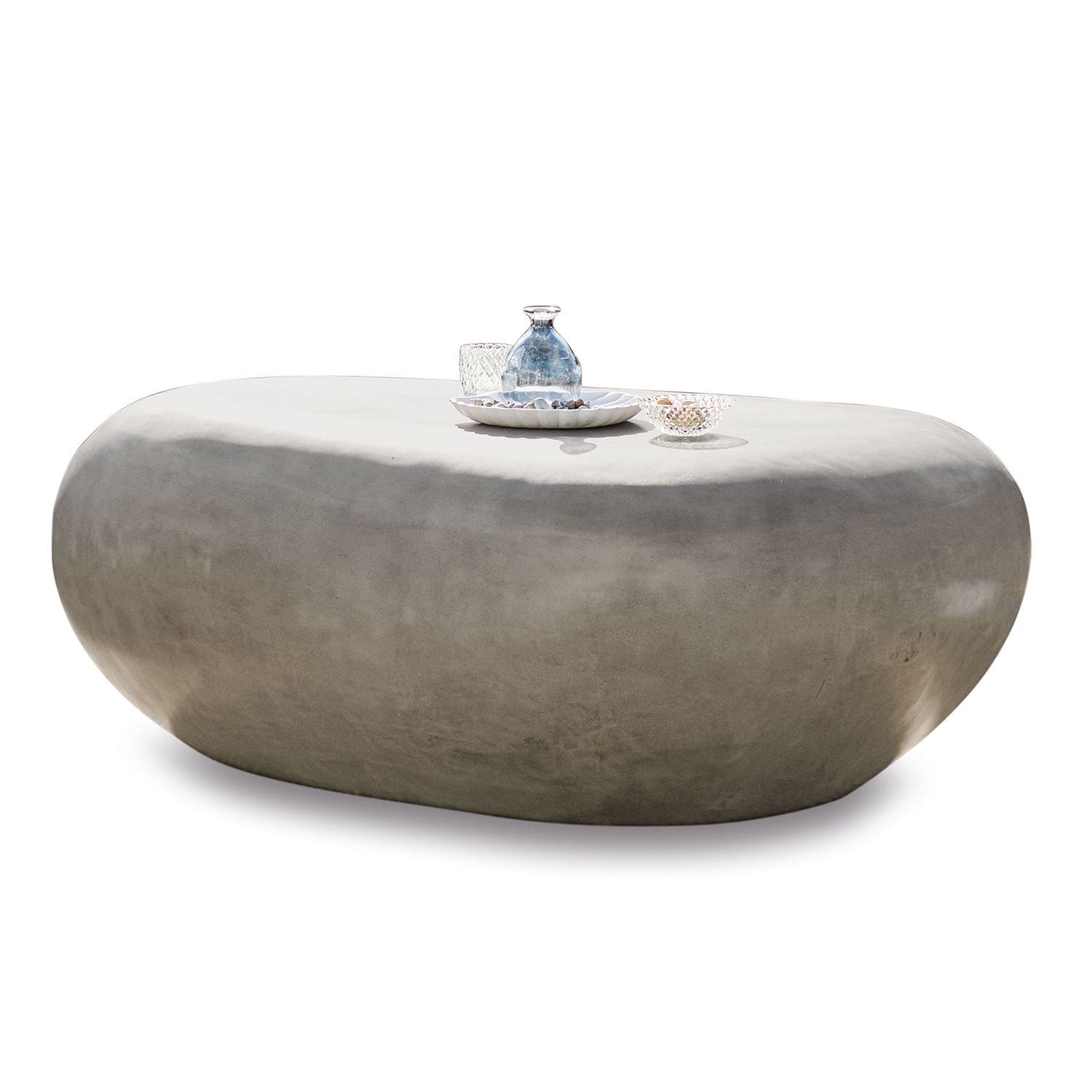 Couchtisch Fermline Ovaler Couchtisch aus grauem Beton, moderner Wohnzimmertisch