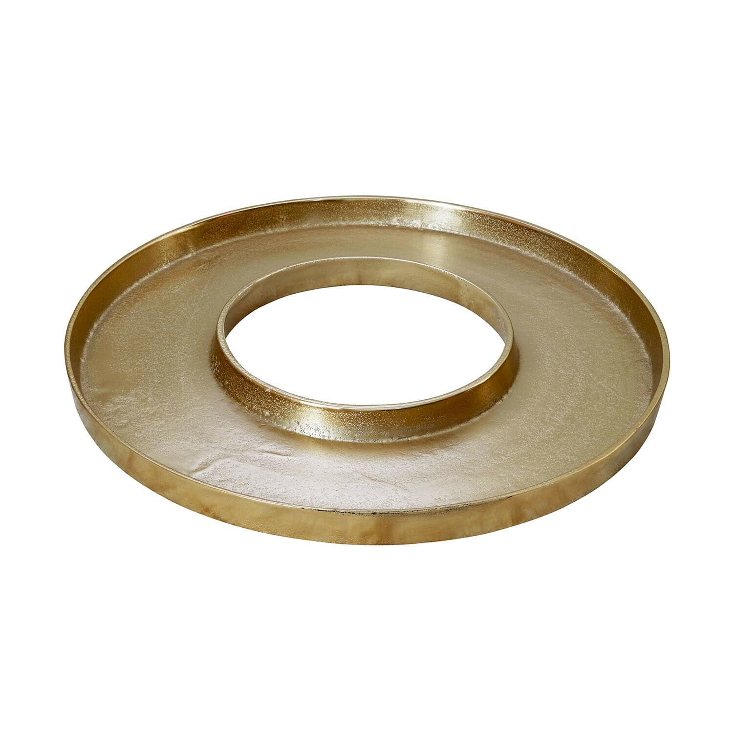 Kerzentablett Velarosas Rundes goldfarbenes Metalltablett mit mittlerer Öffnung, dekoratives Wohnaccessoire