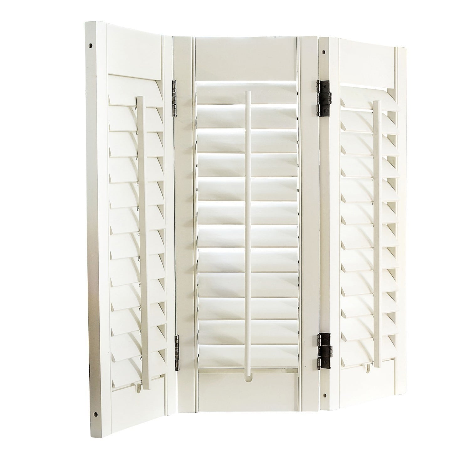 Shutter Ventura Dreiteilige weisse Holzjalousie mit verstellbaren Lamellen für Fensterdekoration