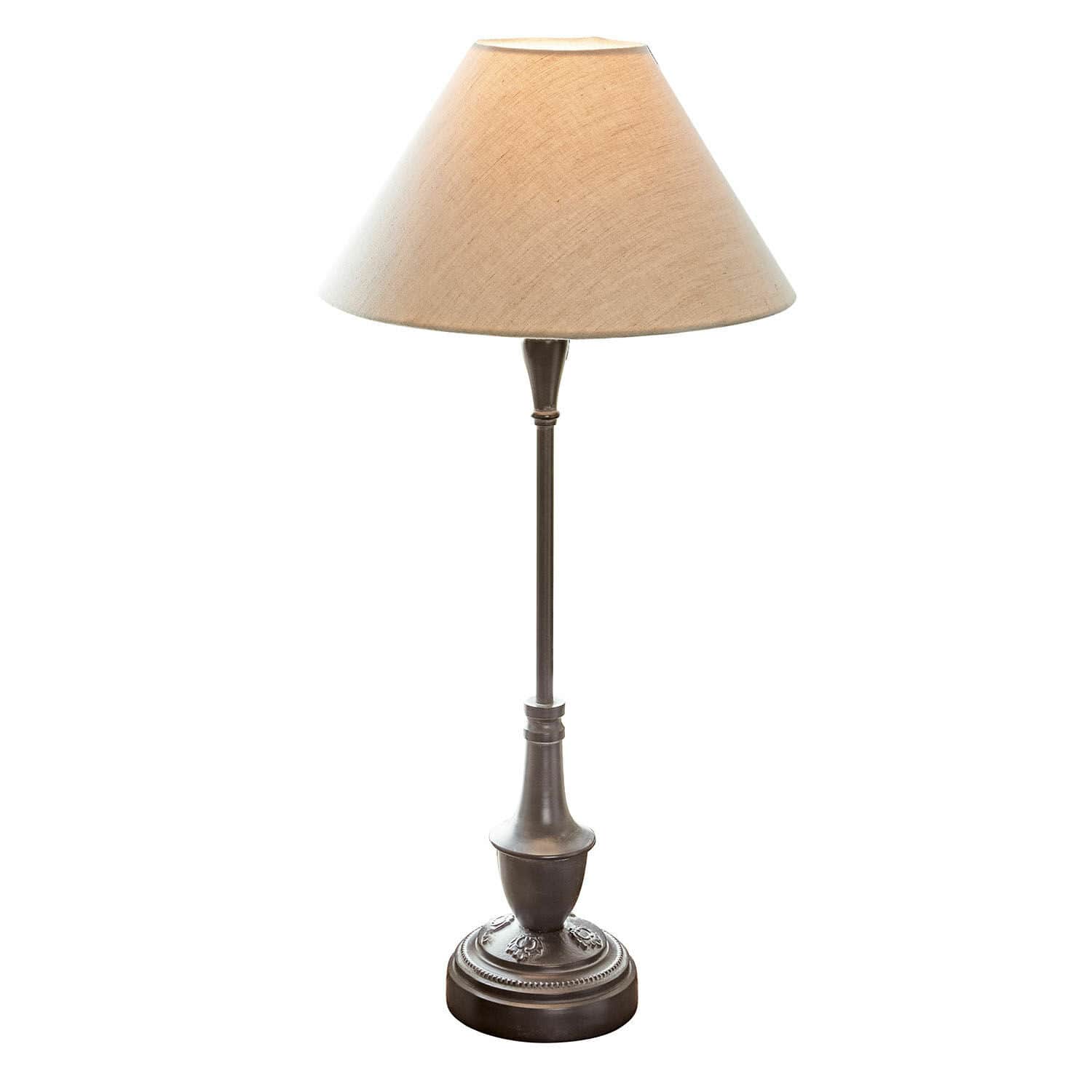 Tischlampe Barnwell Klassische Tischlampe mit Metallfuss und beigem Lampenschirm für das Wohnzimmer