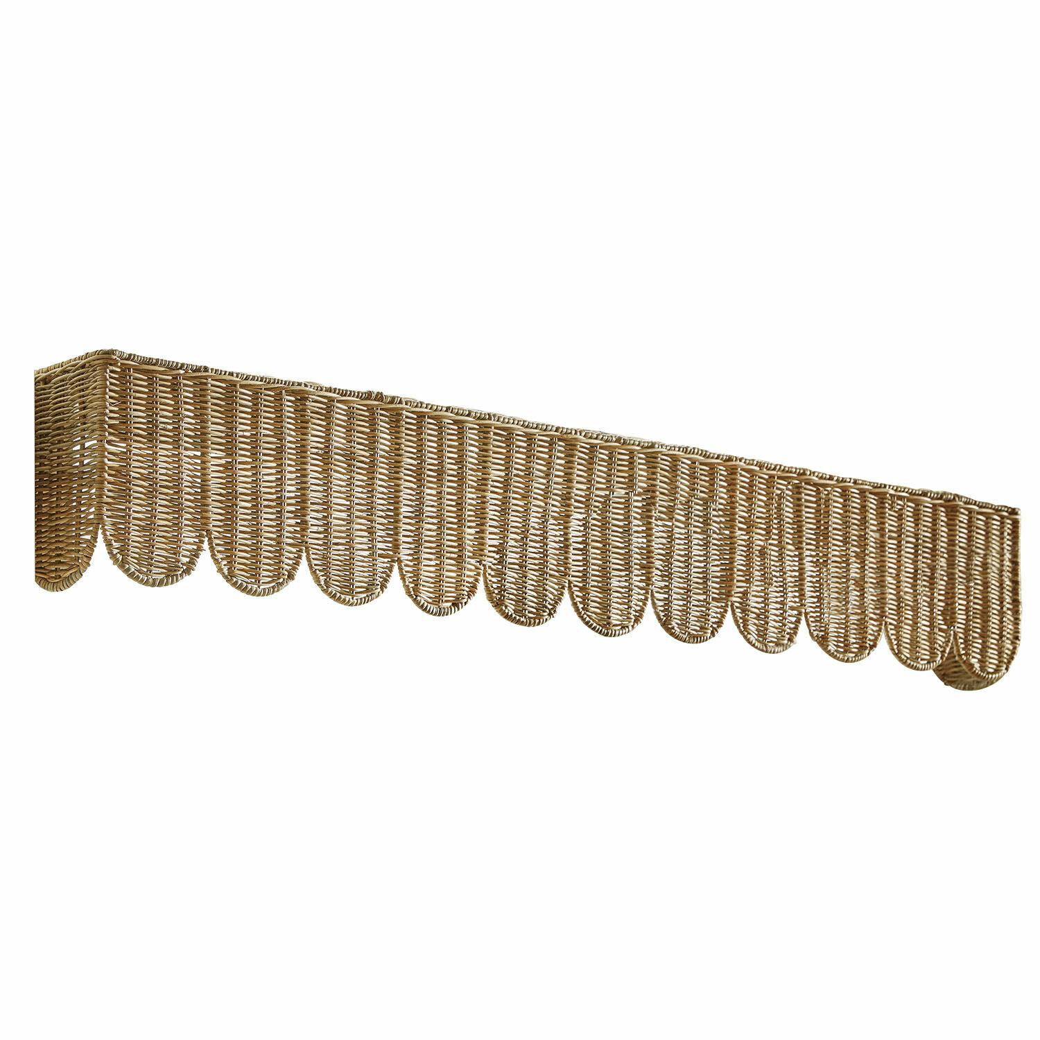 Fensterverkleidung Glyndon Natürlicher Rattan-Lambrequin in Beige mit wellenförmigem Rand zur Fensterdekoration