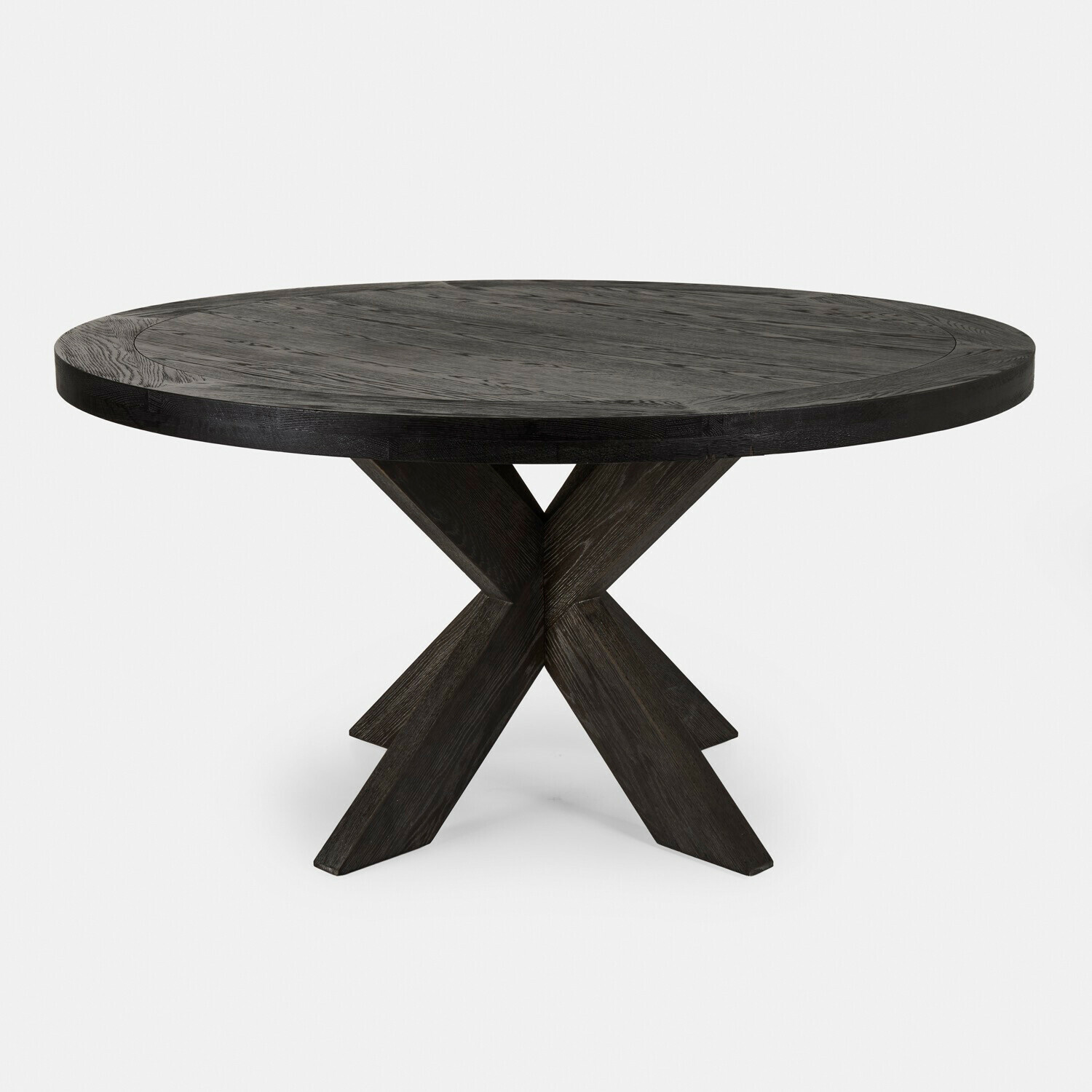 Tisch Darvoux Runder Tisch aus dunklem Holz mit X-förmigem Gestell, moderner Stil für Esszimmer