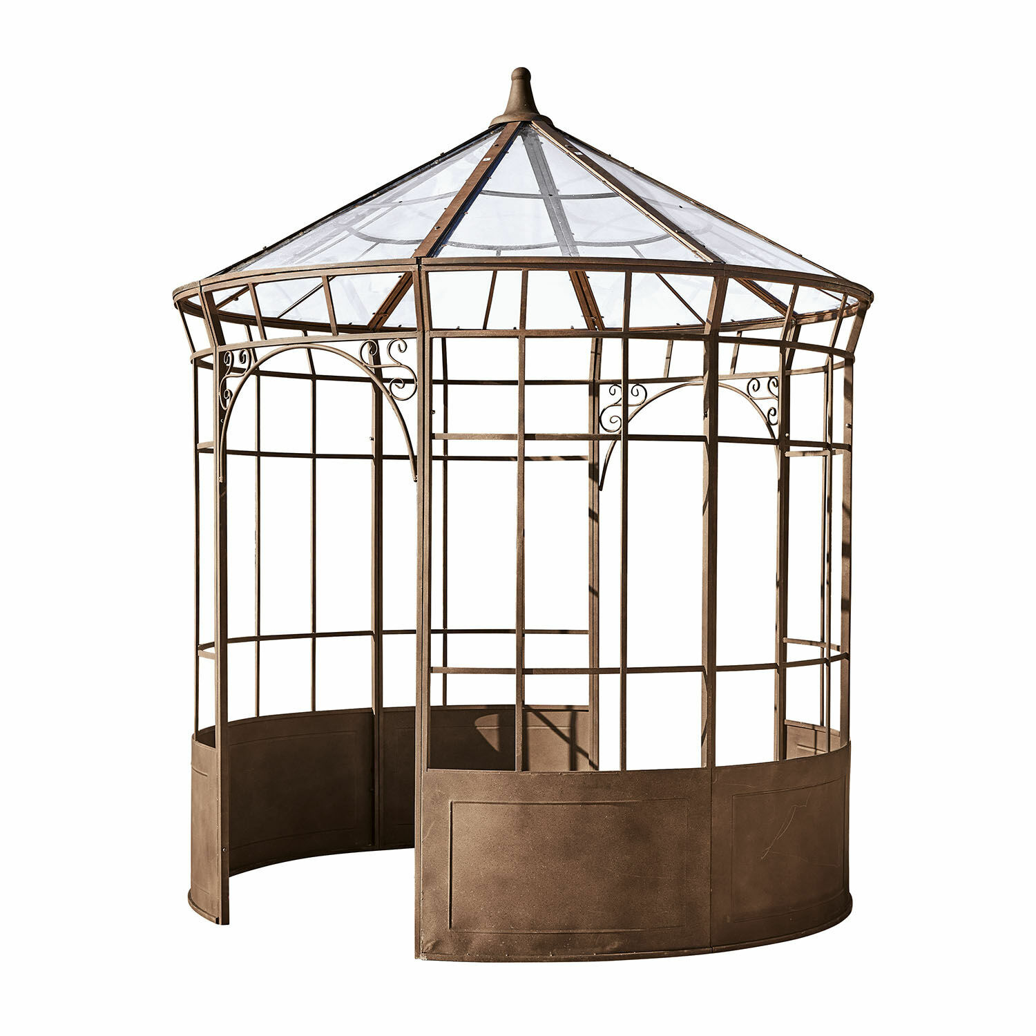Pavillon Murillo Achteckiger Gartenpavillon aus rostfarbenem Metall mit transparentem Dach für den Aussenbereich