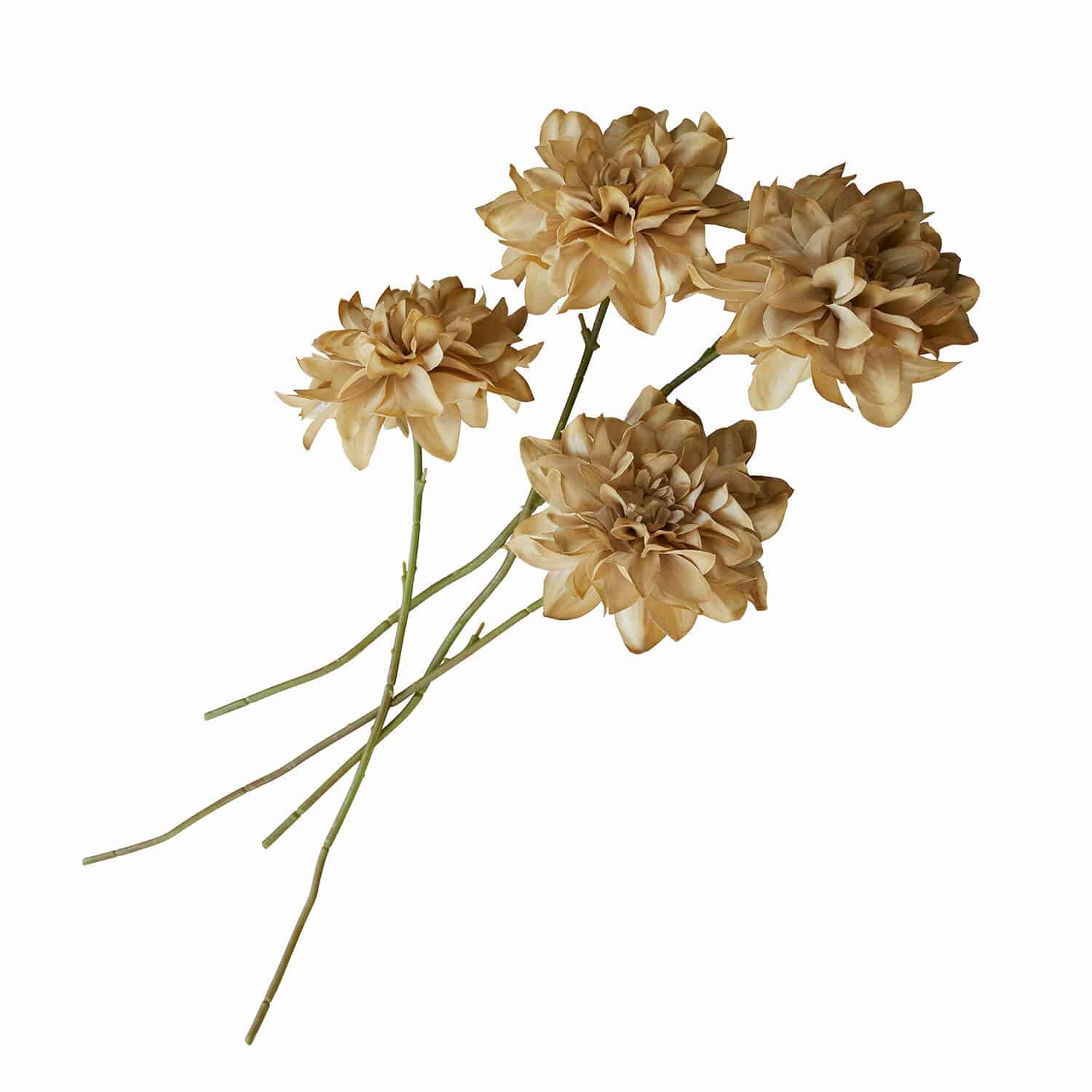 Deko-Blume 4er Set Cappellina Dekorative künstliche Blumen in Beige mit grünen Stielen für eine stilvolle Wohnraumgestaltung