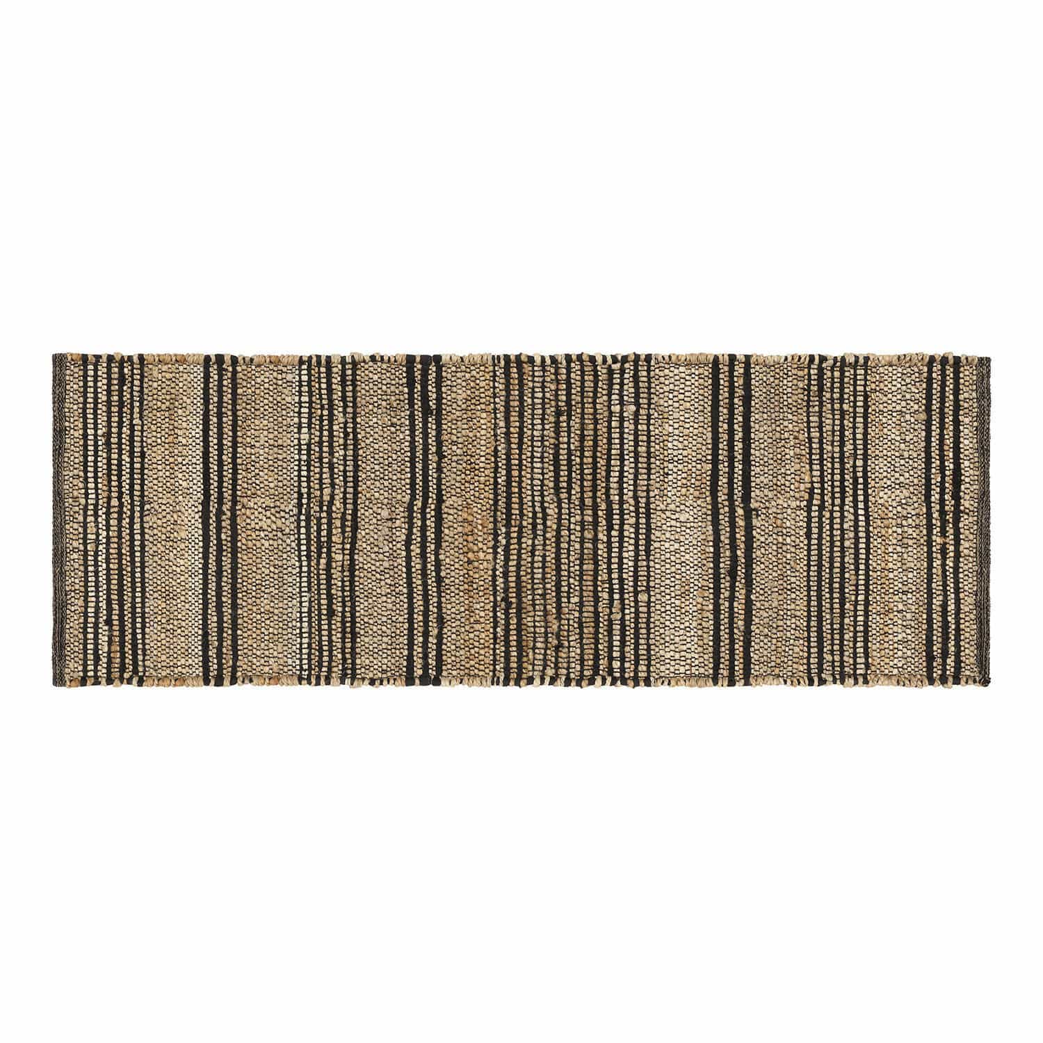 Läufer Lantenot Juteteppich in Beige mit schwarzen Streifen, natürlicher Bodenbelag für Wohnräume
