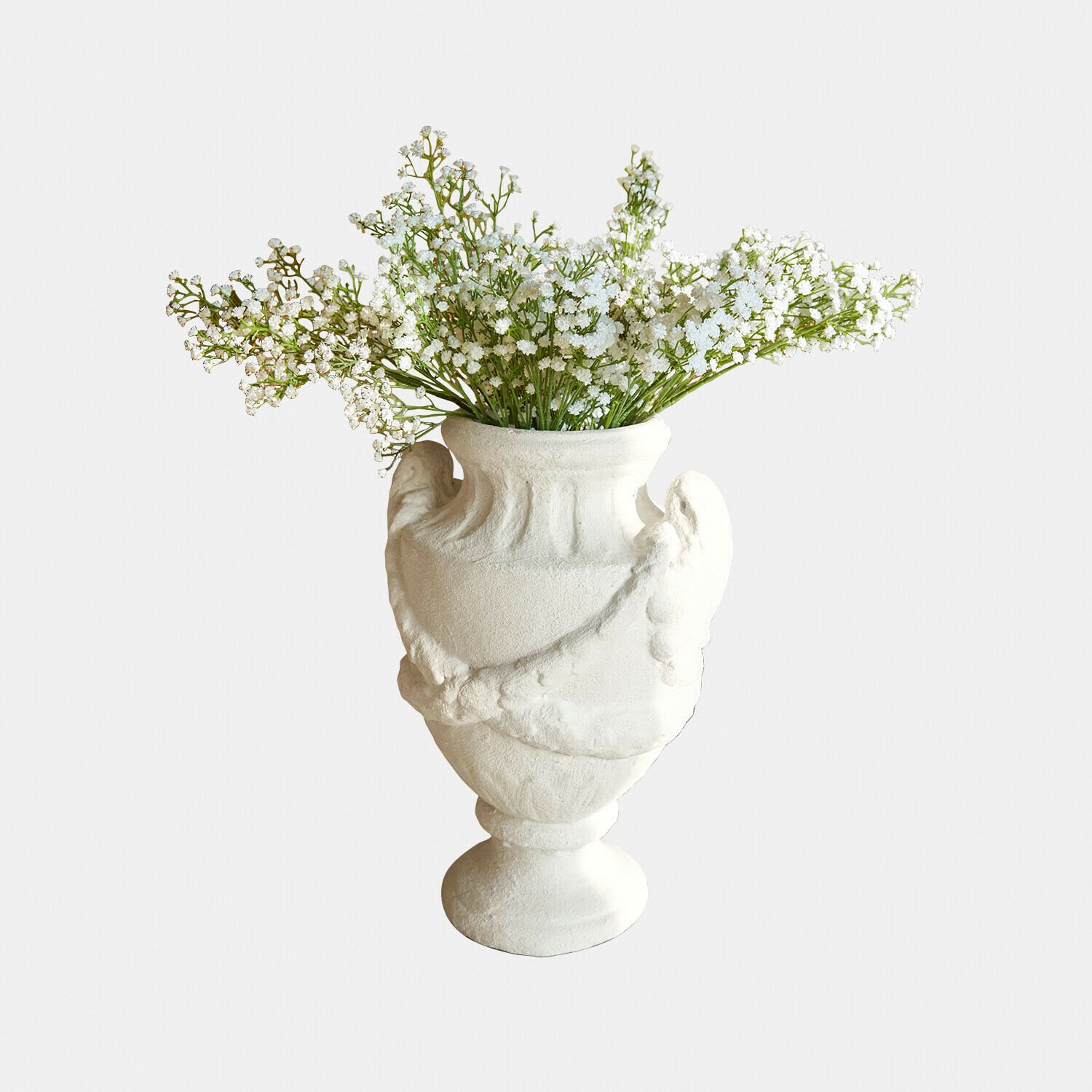 Übertopf Chaverny Weiße Keramikvase mit dekorativem Muster und weißen Blumen, elegantes Deko-Element