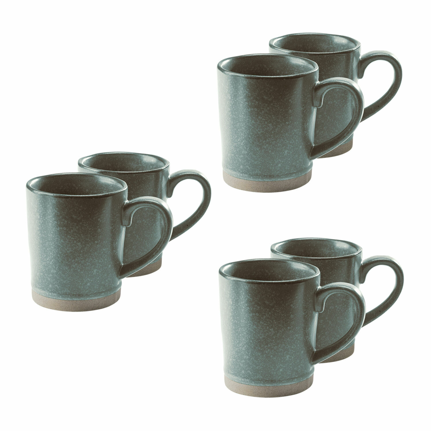 türkis/braun 6-teiliges Biarritz Keramik-Tassen-Set in Türkis und Braun für Kaffee und Tee