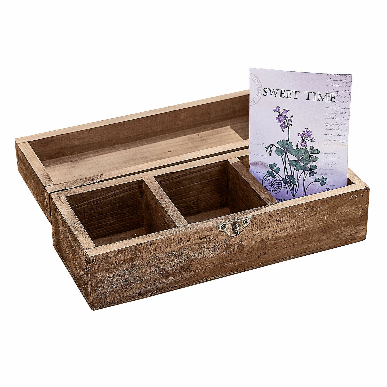 Box Jixel Dreiteilige Aufbewahrungsbox aus Naturholz mit rustikalem Charme und Verschluss