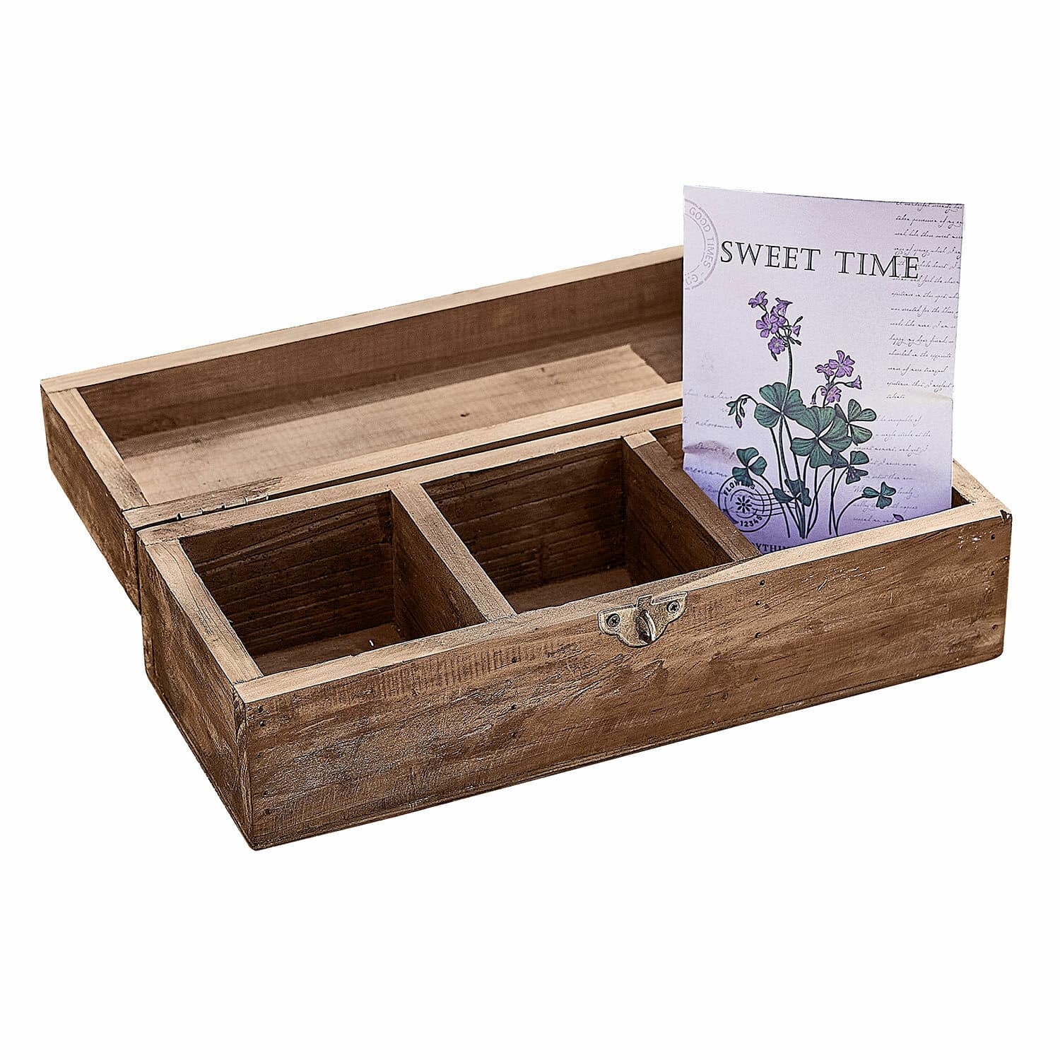 Box Jixel Dreiteilige Aufbewahrungsbox aus Naturholz mit rustikalem Charme und Verschluss