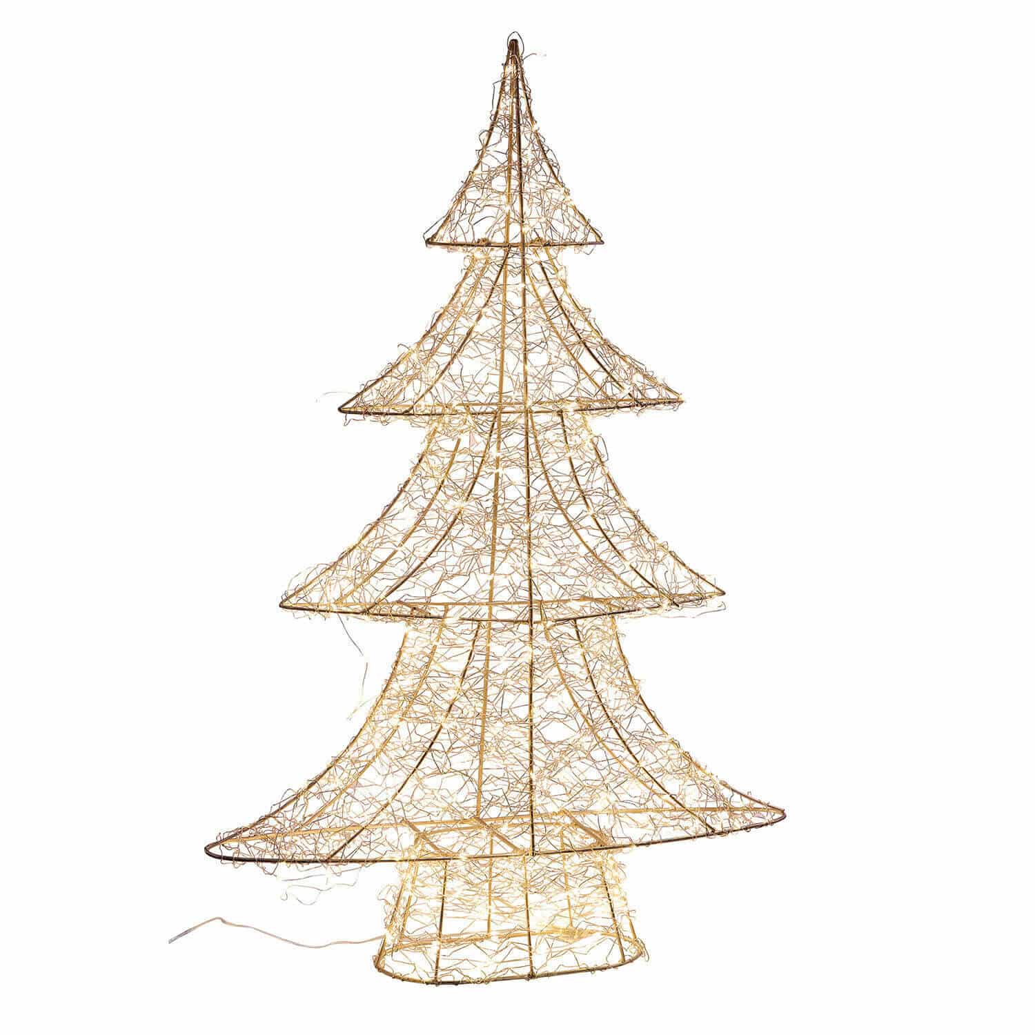LED-Baum Vivetelle Dekorativer Weihnachtsbaum aus Metall mit warmweissen LED-Lichtern, festliche Beleuchtung