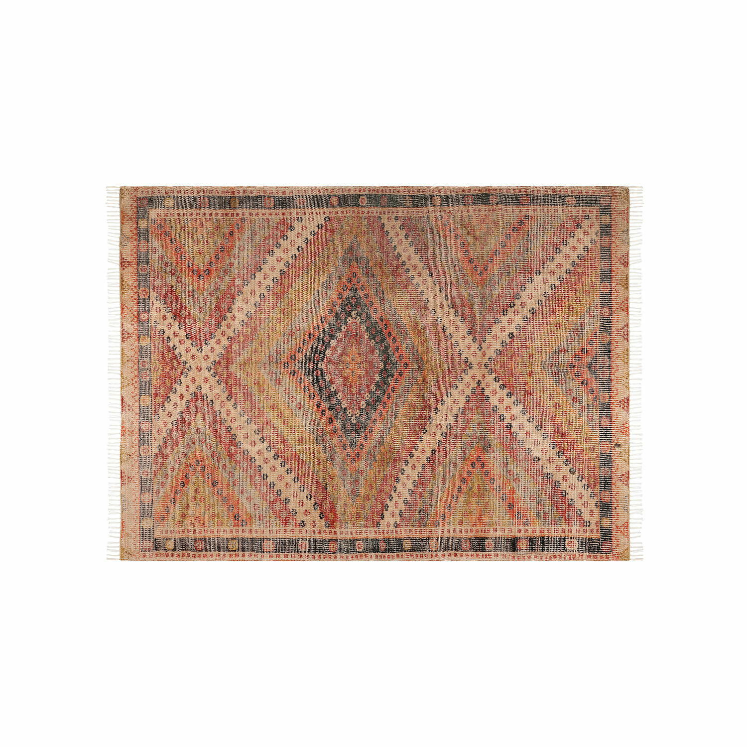 In- & Outdoor-Teppich Mildura Gewebter Teppich mit geometrischem Muster in warmen Beige- und Rottönen, Ethnostil.