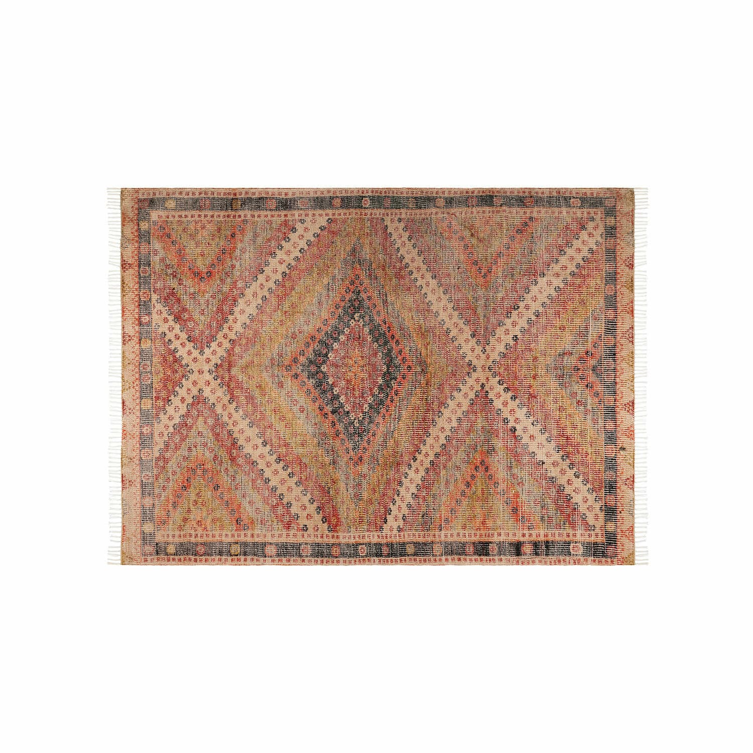 In- & Outdoor-Teppich Mildura Gewebter Teppich mit geometrischem Muster in warmen Beige- und Rottönen, Ethnostil.