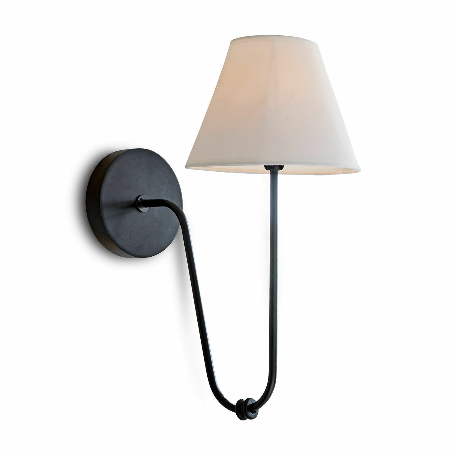Wandlampe Lustre Schwarze Metall-Wandleuchte mit weissem Lampenschirm, modernes Wohnraumlicht